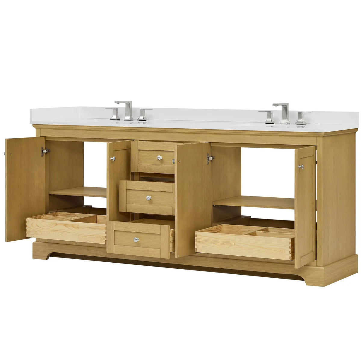 80" Avery Double Bathroom Vanity Honey Oak Polished Chrome Trim by wyndham View 38