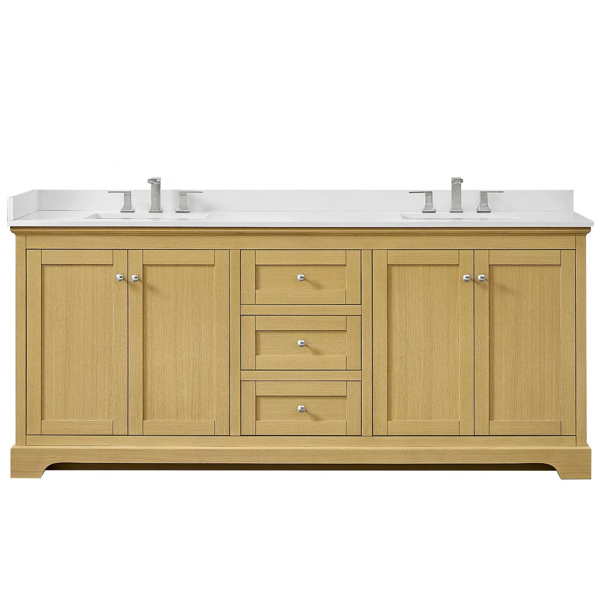 80" Avery Double Bathroom Vanity Honey Oak Polished Chrome Trim by wyndham View 36