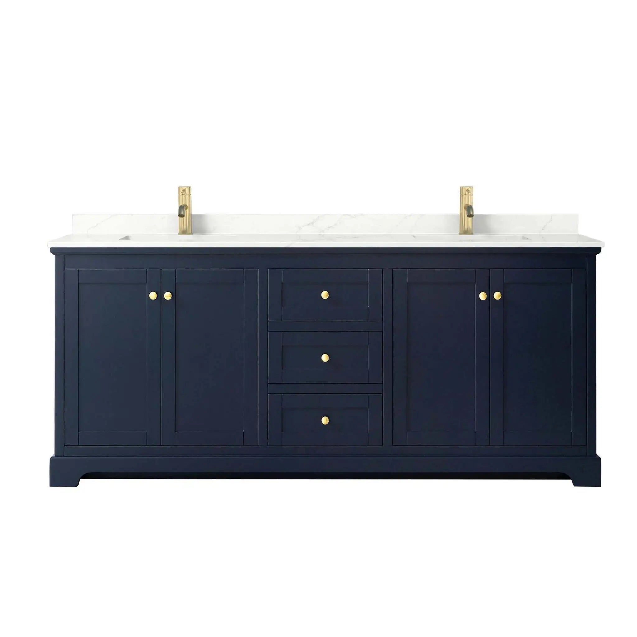 80" Avery Double Bathroom Vanity in Dark Blue with Brushed Gold Trim by Wyndham
