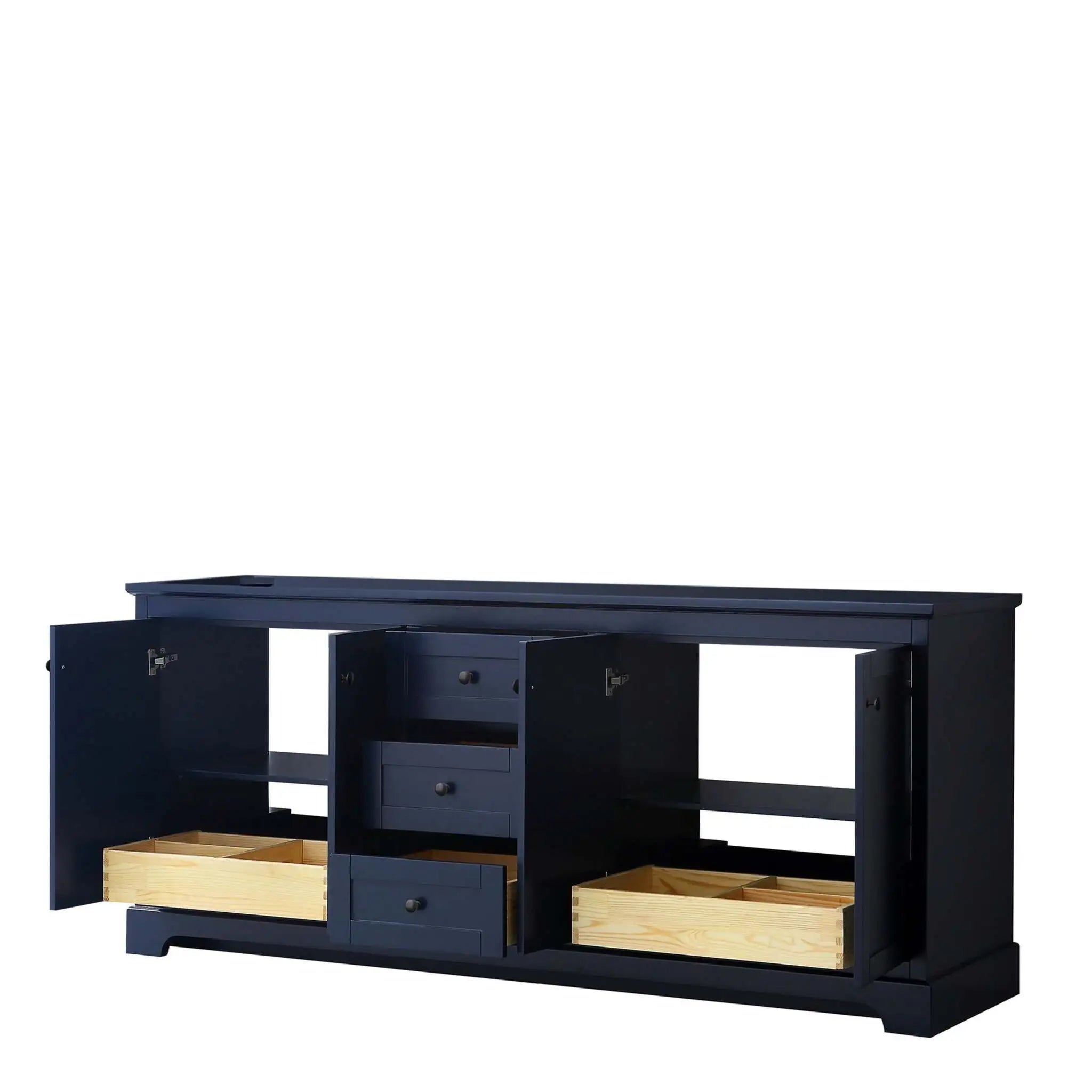 80" Avery Double Bathroom Vanity in Dark Blue with Matte Black Trim by Wyndham