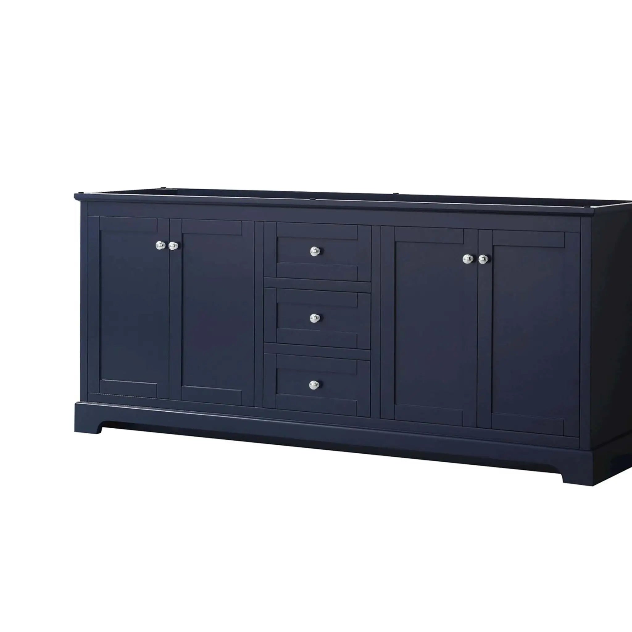80" Avery Double Bathroom Vanity in Dark Blue with Polished Chrome Trim by Wyndham