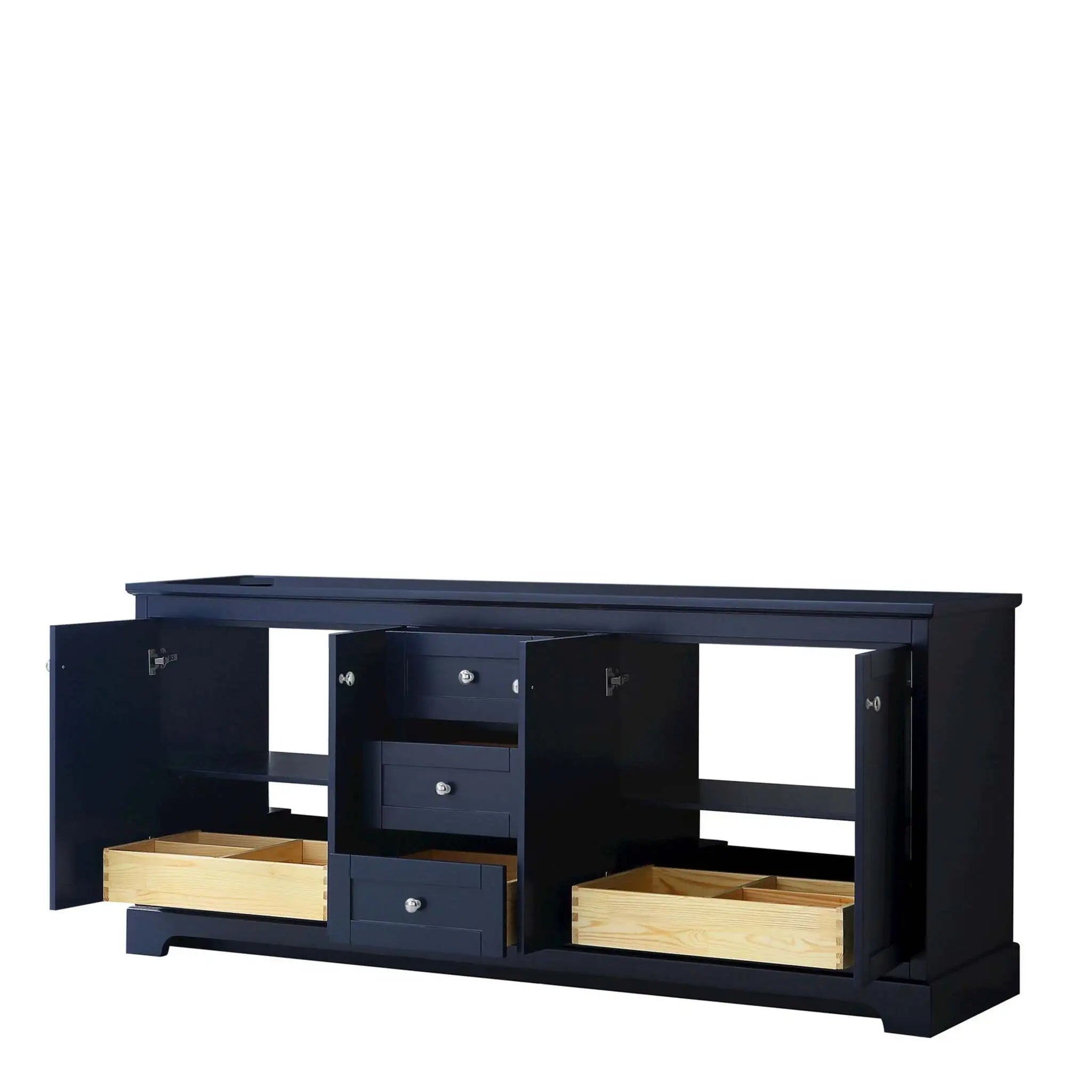 80" Avery Double Bathroom Vanity in Dark Blue with Polished Chrome Trim by Wyndham