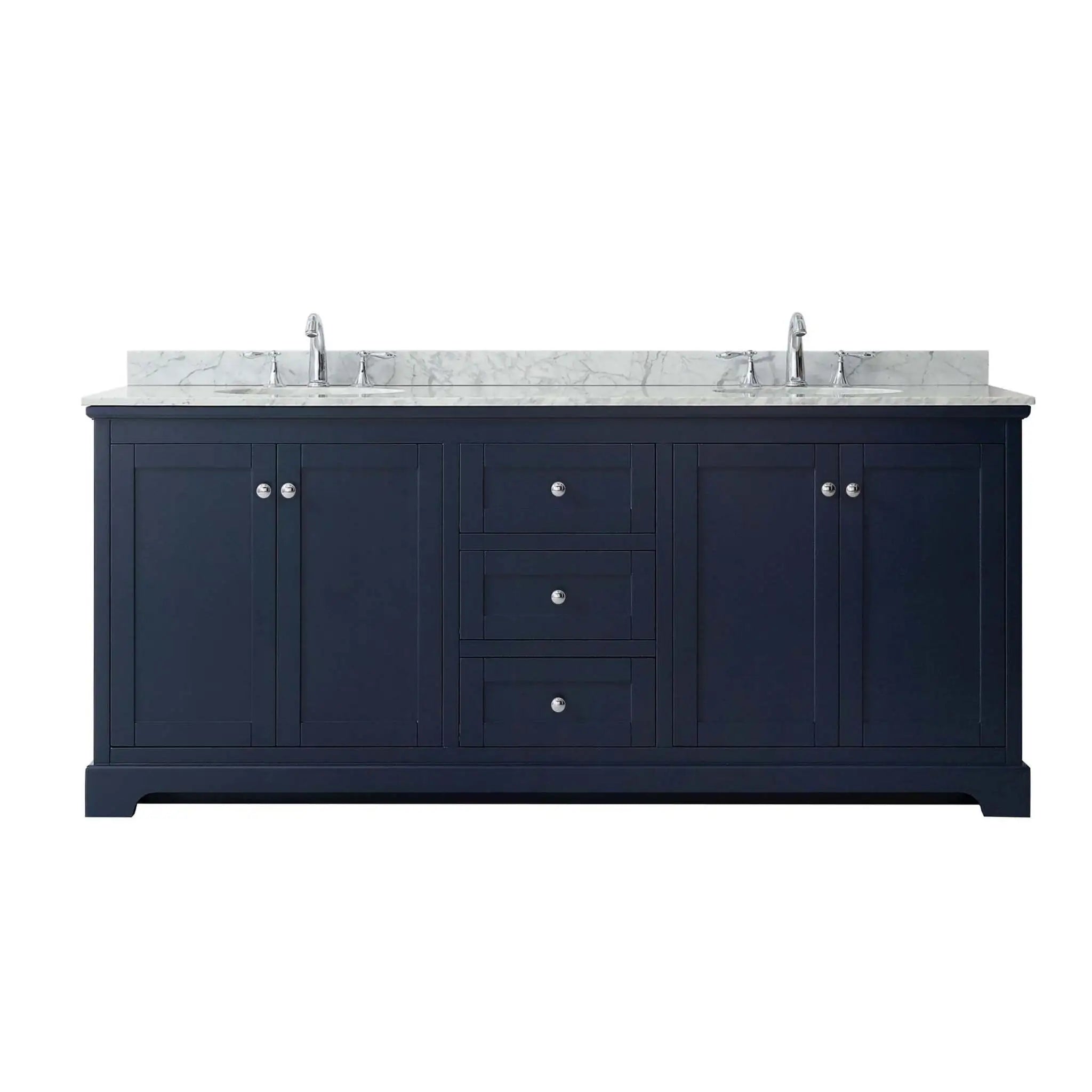 80" Avery Double Bathroom Vanity in Dark Blue with Polished Chrome Trim by Wyndham