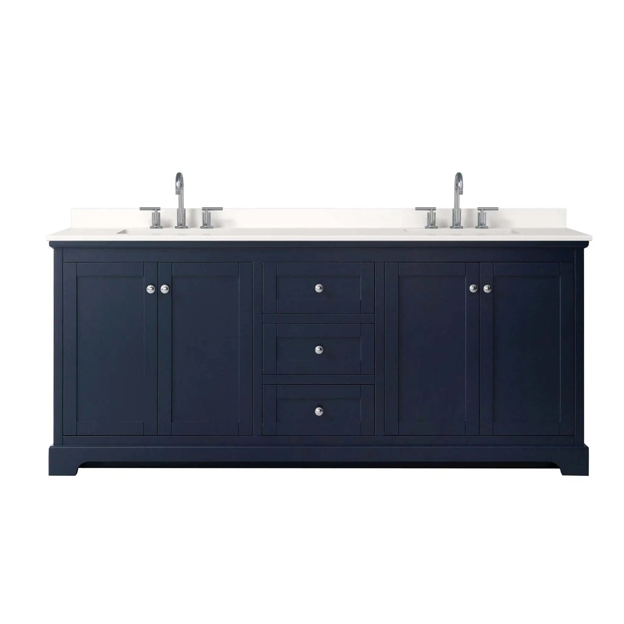 80" Avery Double Bathroom Vanity in Dark Blue with Polished Chrome Trim by Wyndham