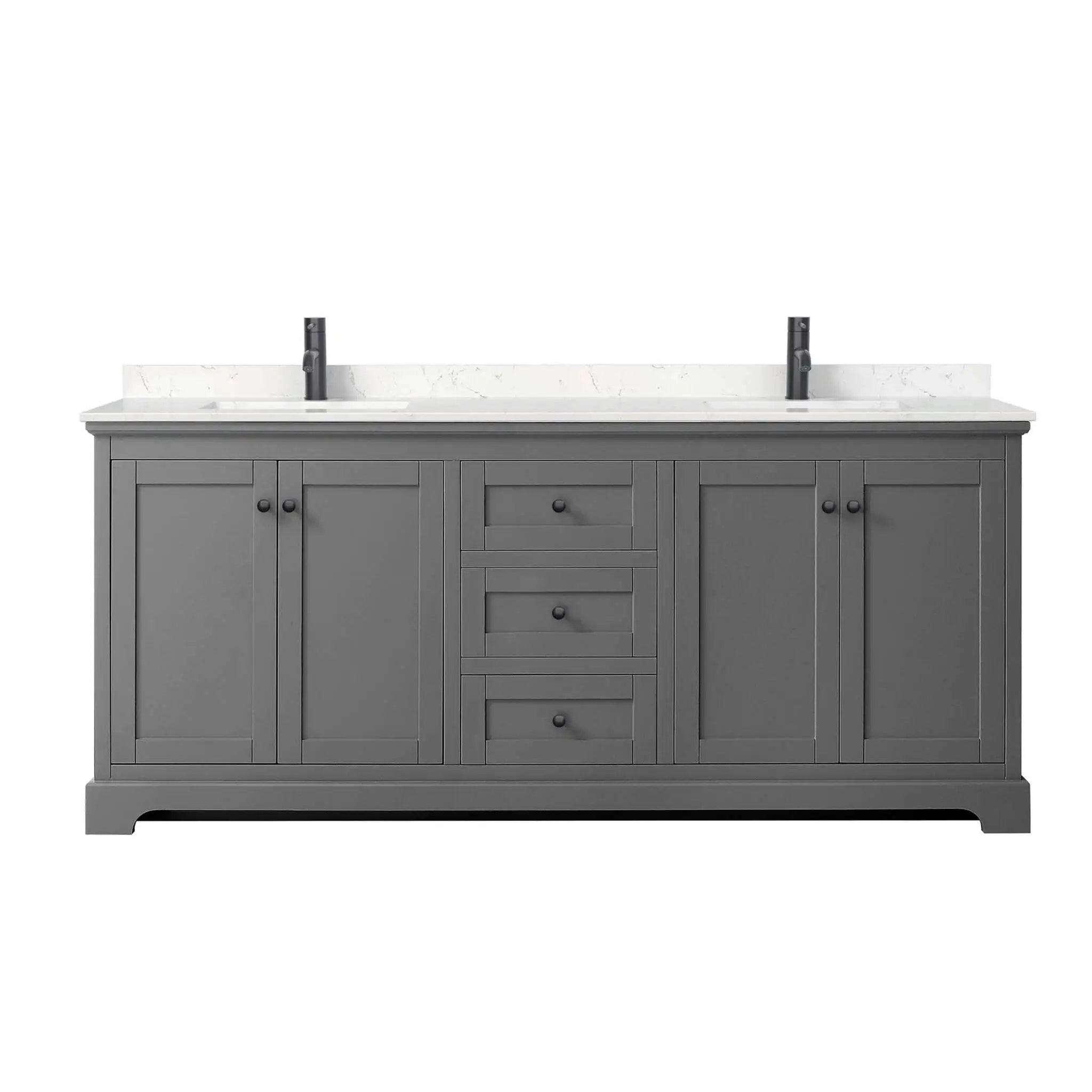 80" Avery Double Bathroom Vanity in Dark Gray with Matte Black Trim by Wyndham