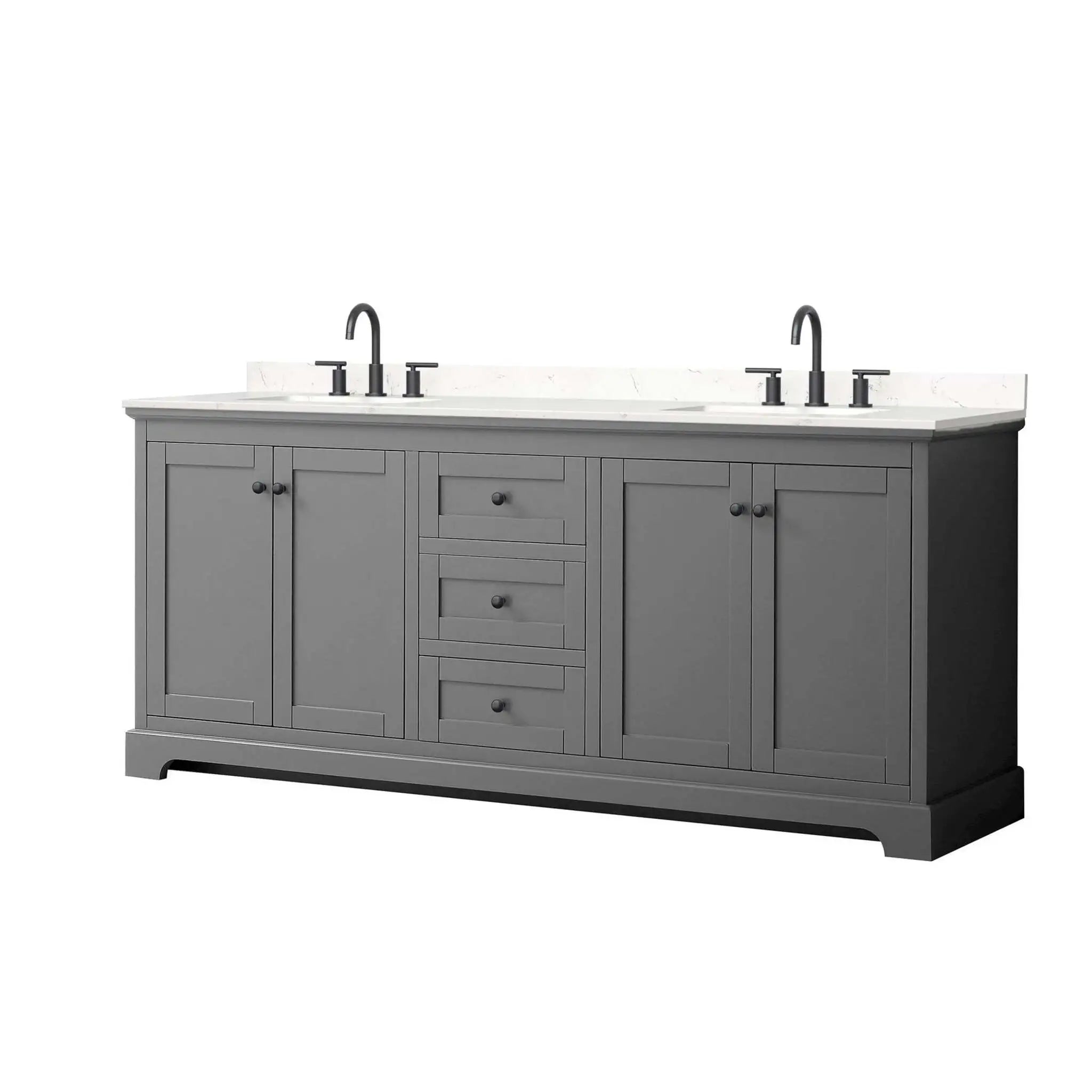 80" Avery Double Bathroom Vanity in Dark Gray with Matte Black Trim by Wyndham