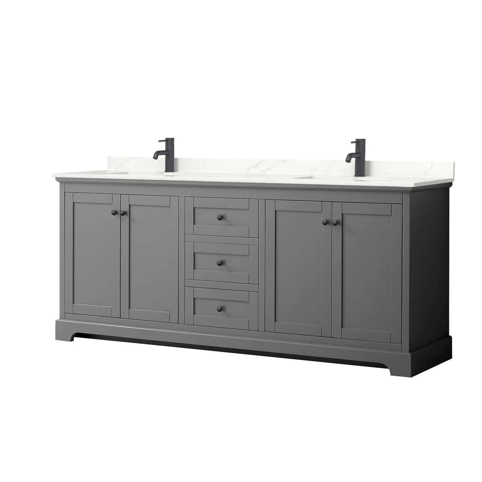 80" Avery Double Bathroom Vanity in Dark Gray with Matte Black Trim by Wyndham