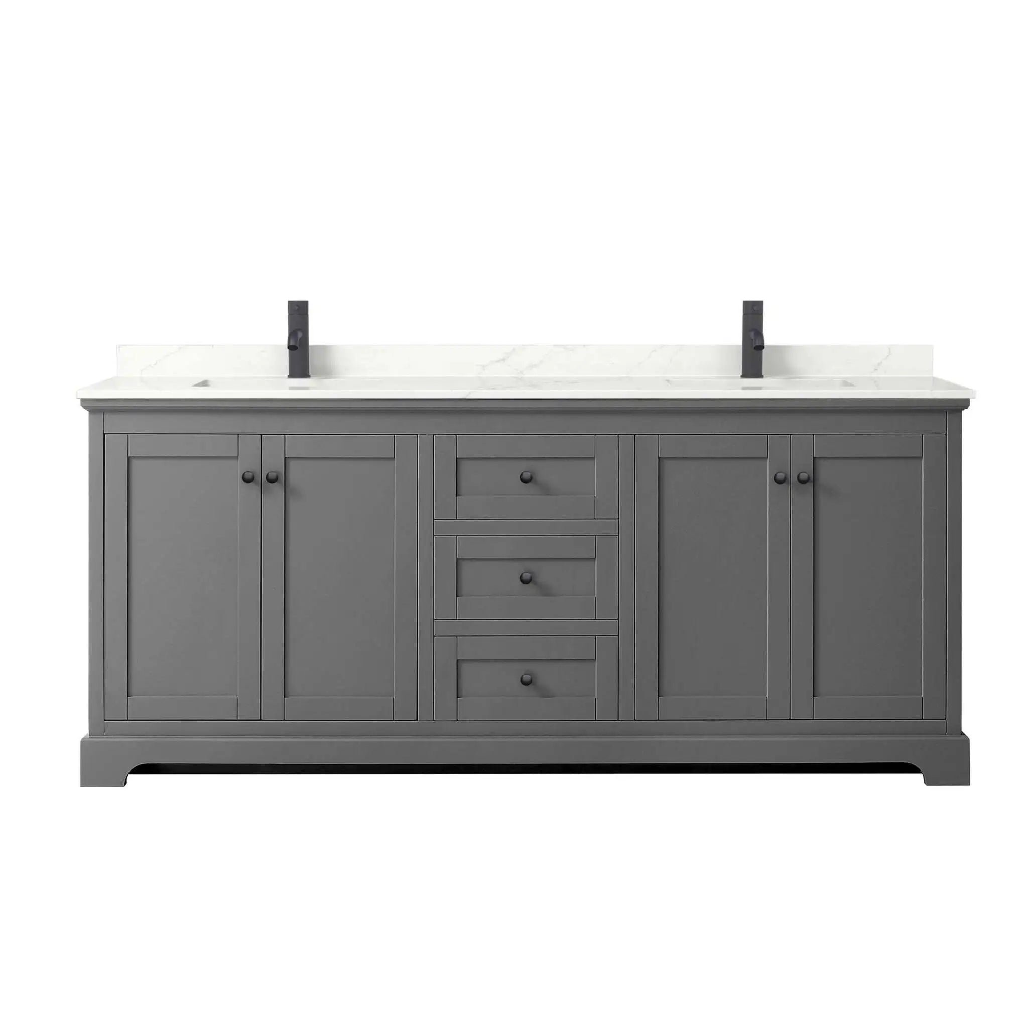 80" Avery Double Bathroom Vanity in Dark Gray with Matte Black Trim by Wyndham