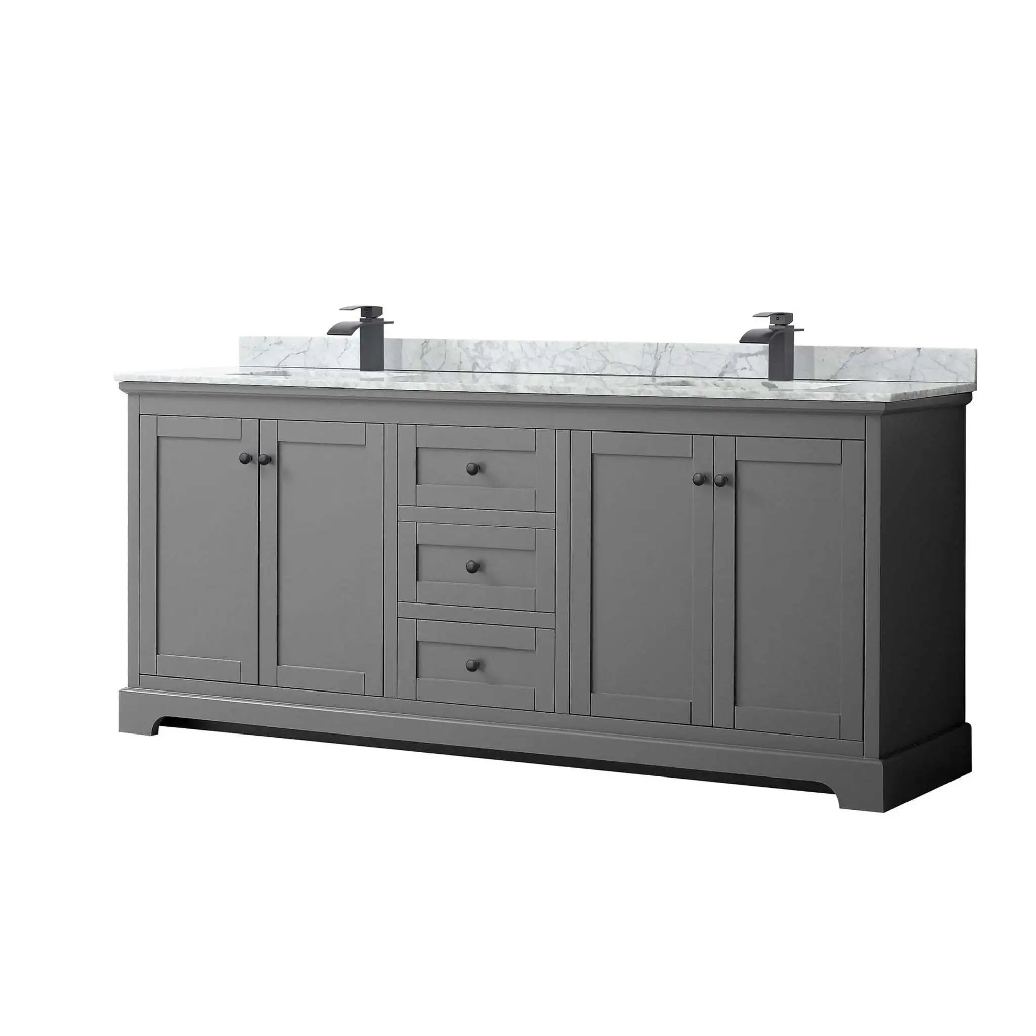 80" Avery Double Bathroom Vanity in Dark Gray with Matte Black Trim by Wyndham