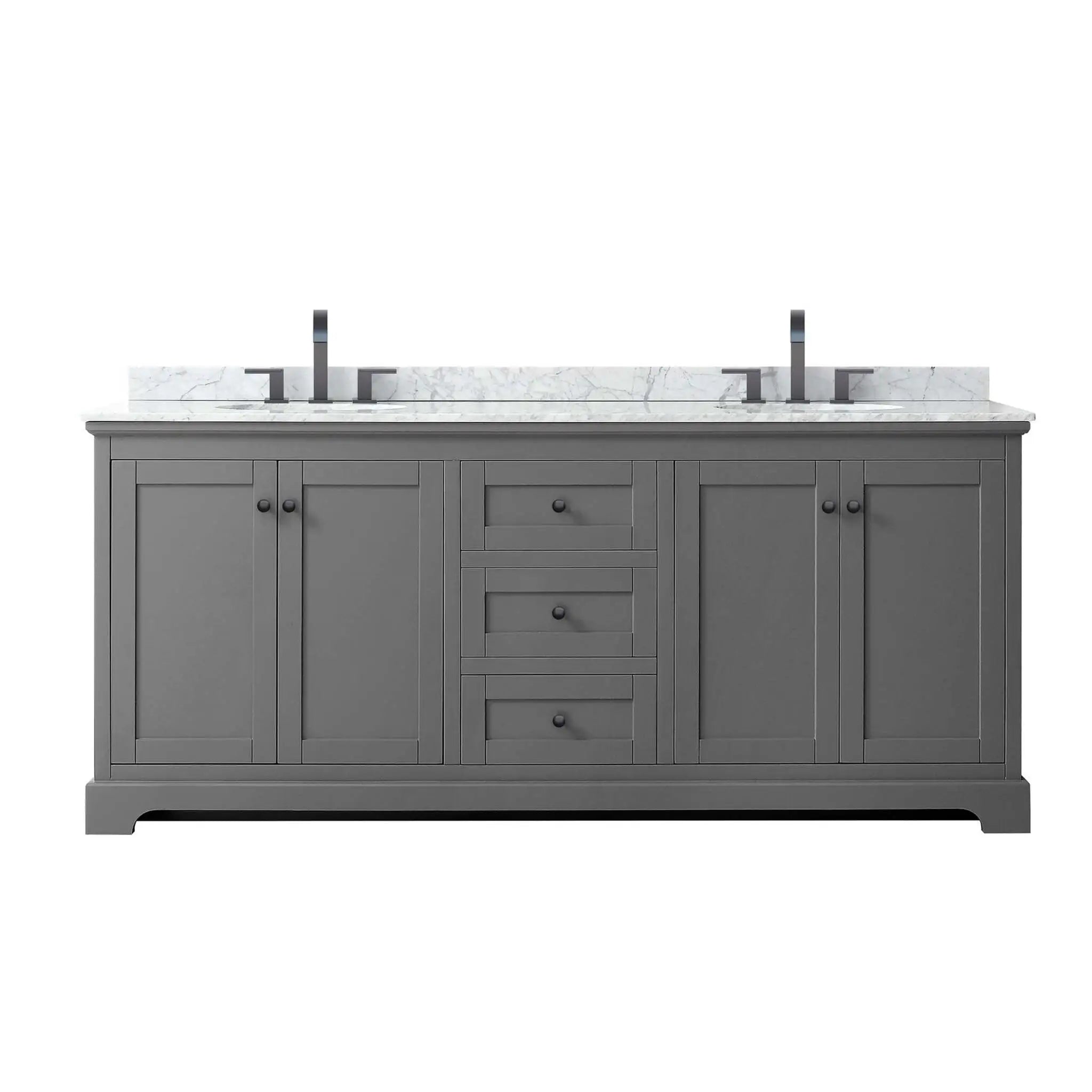 80" Avery Double Bathroom Vanity in Dark Gray with Matte Black Trim by Wyndham