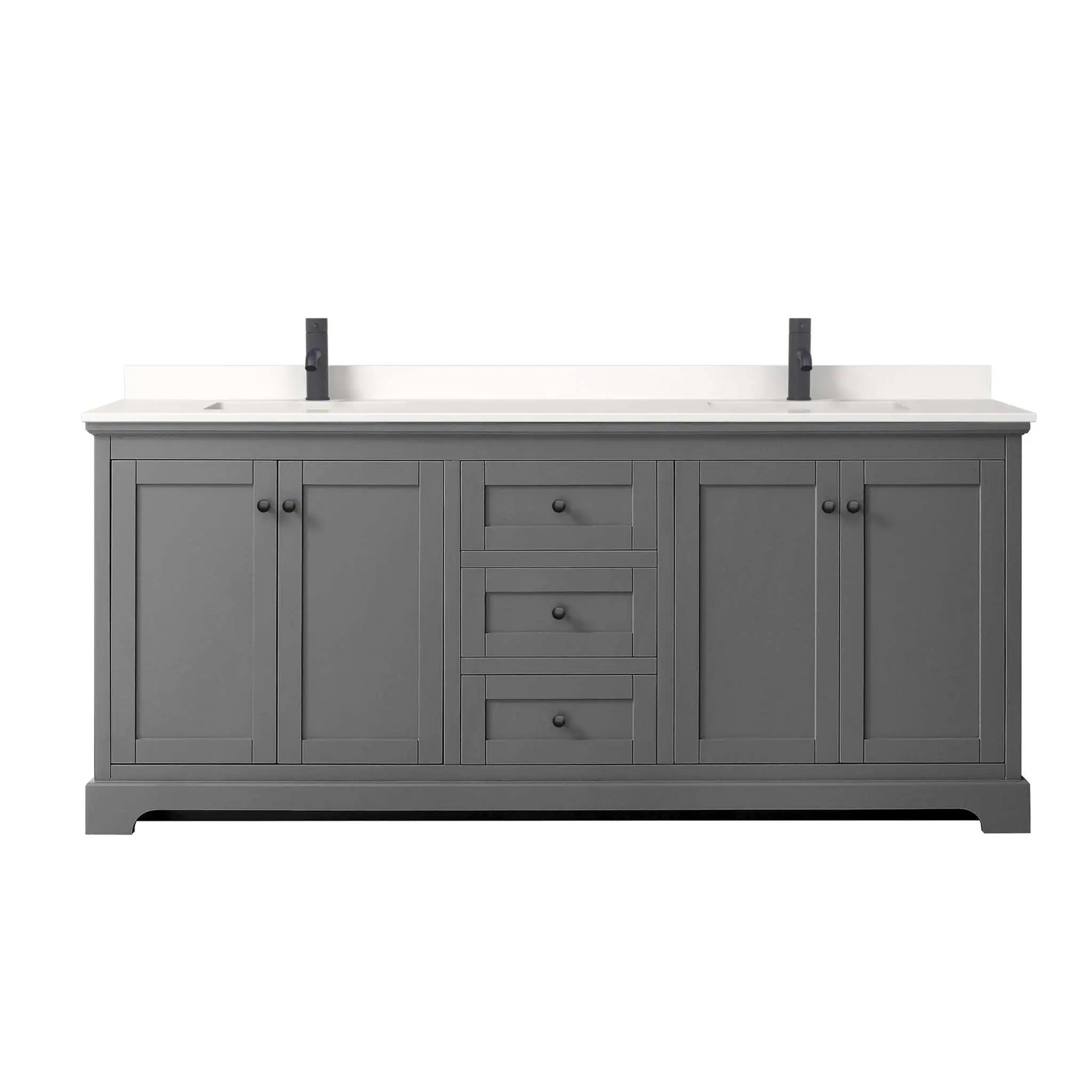 80" Avery Double Bathroom Vanity in Dark Gray with Matte Black Trim by Wyndham