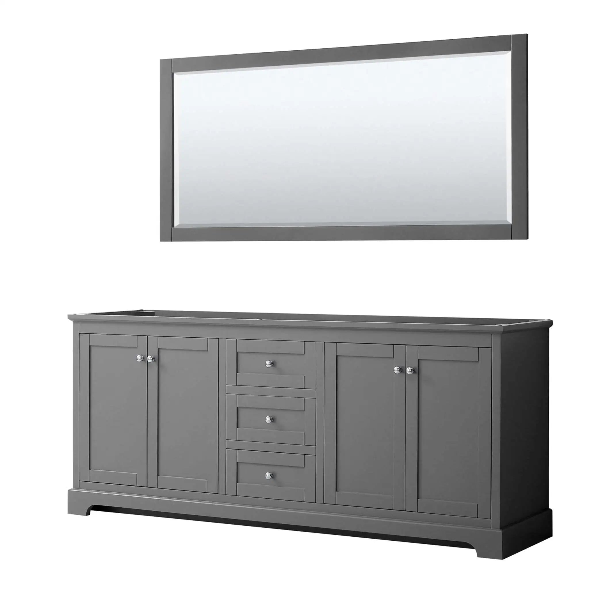 80" Avery Double Bathroom Vanity in Dark Gray with Polished Chrome Trim & 70" Mirror by Wyndham