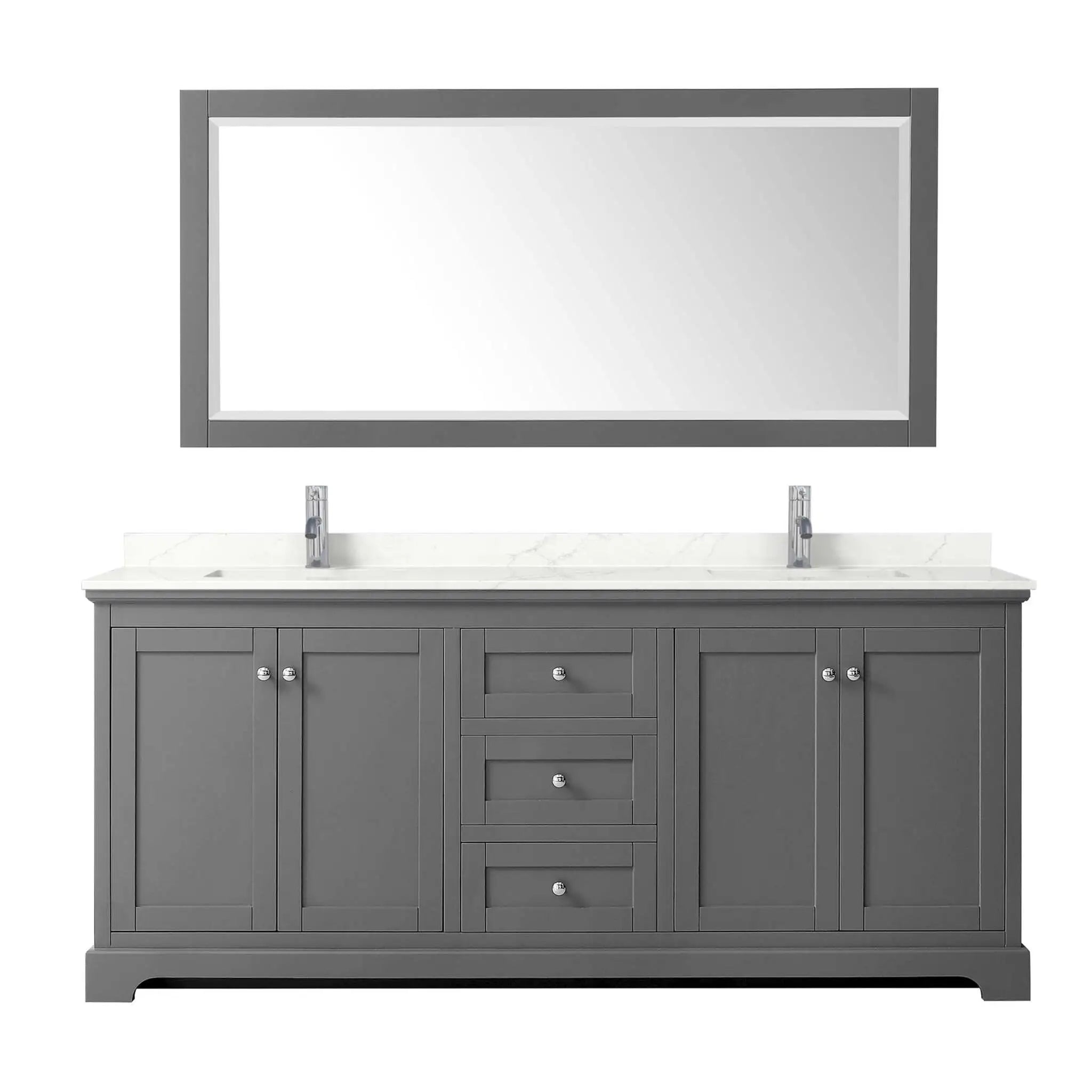 80" Avery Double Bathroom Vanity in Dark Gray with Polished Chrome Trim & 70" Mirror by Wyndham