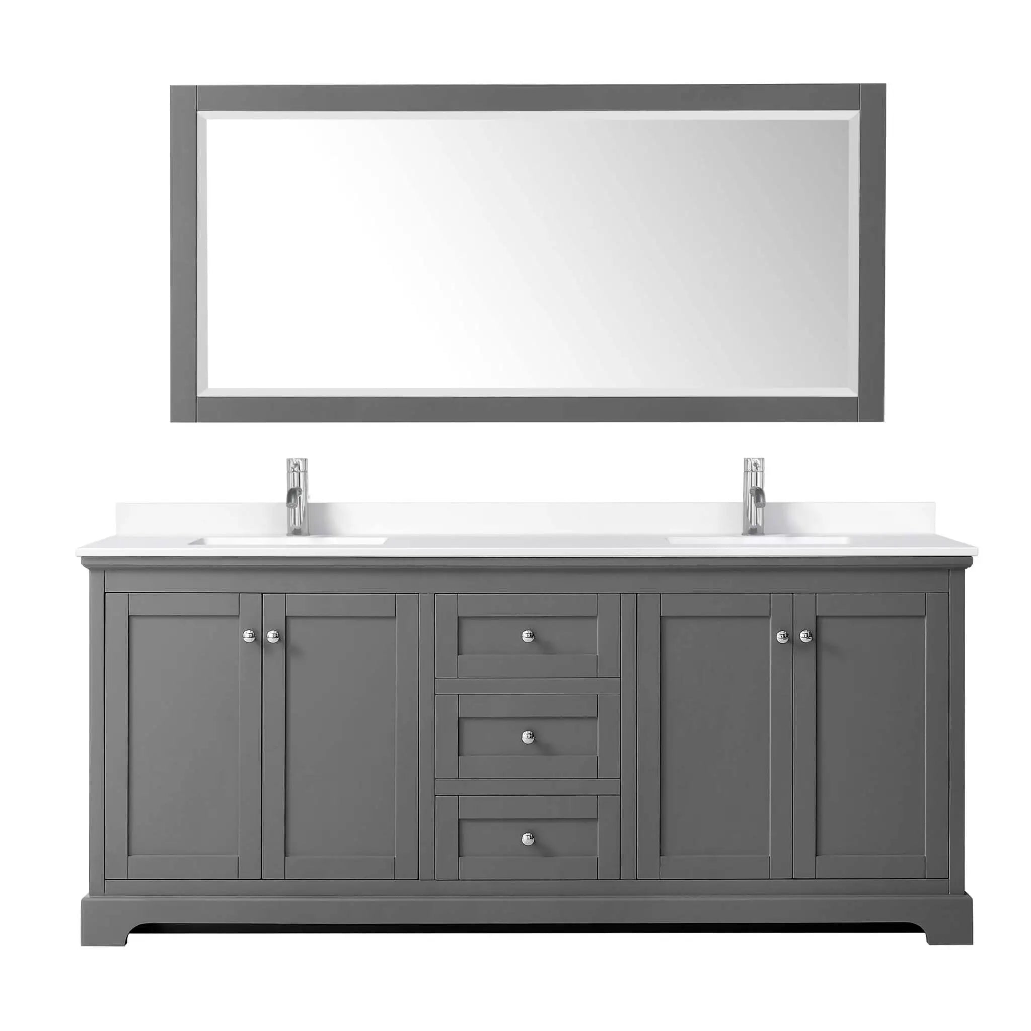 80" Avery Double Bathroom Vanity in Dark Gray with Polished Chrome Trim & 70" Mirror by Wyndham