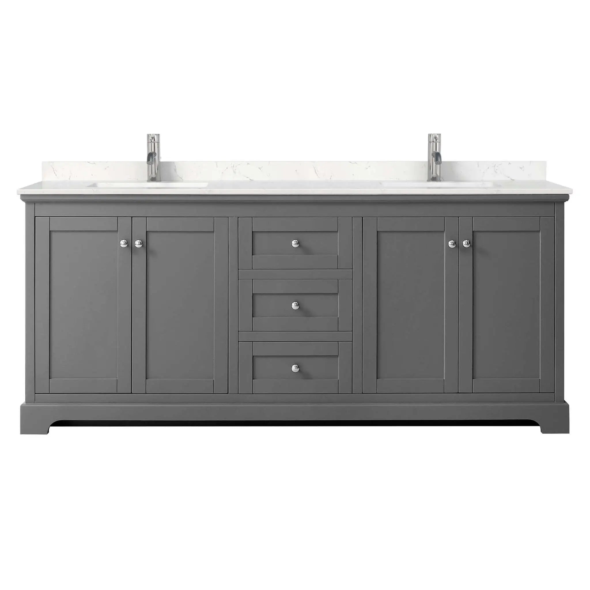 80" Avery Double Bathroom Vanity in Dark Gray with Polished Chrome Trim by Wyndham