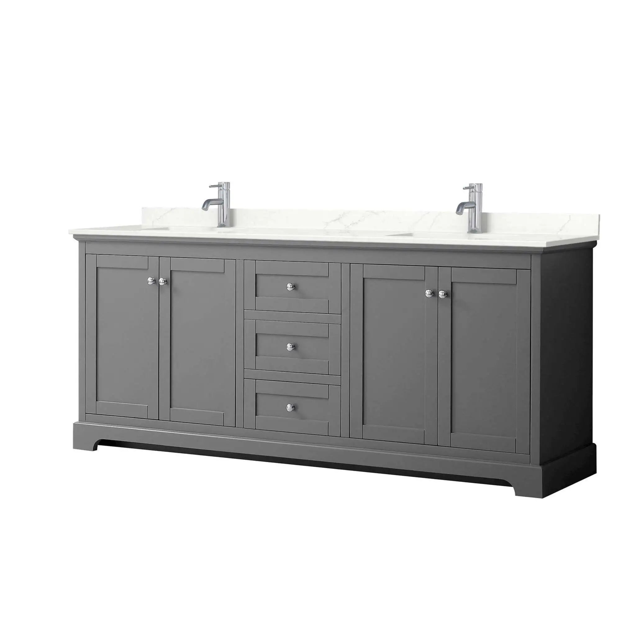 80" Avery Double Bathroom Vanity in Dark Gray with Polished Chrome Trim by Wyndham