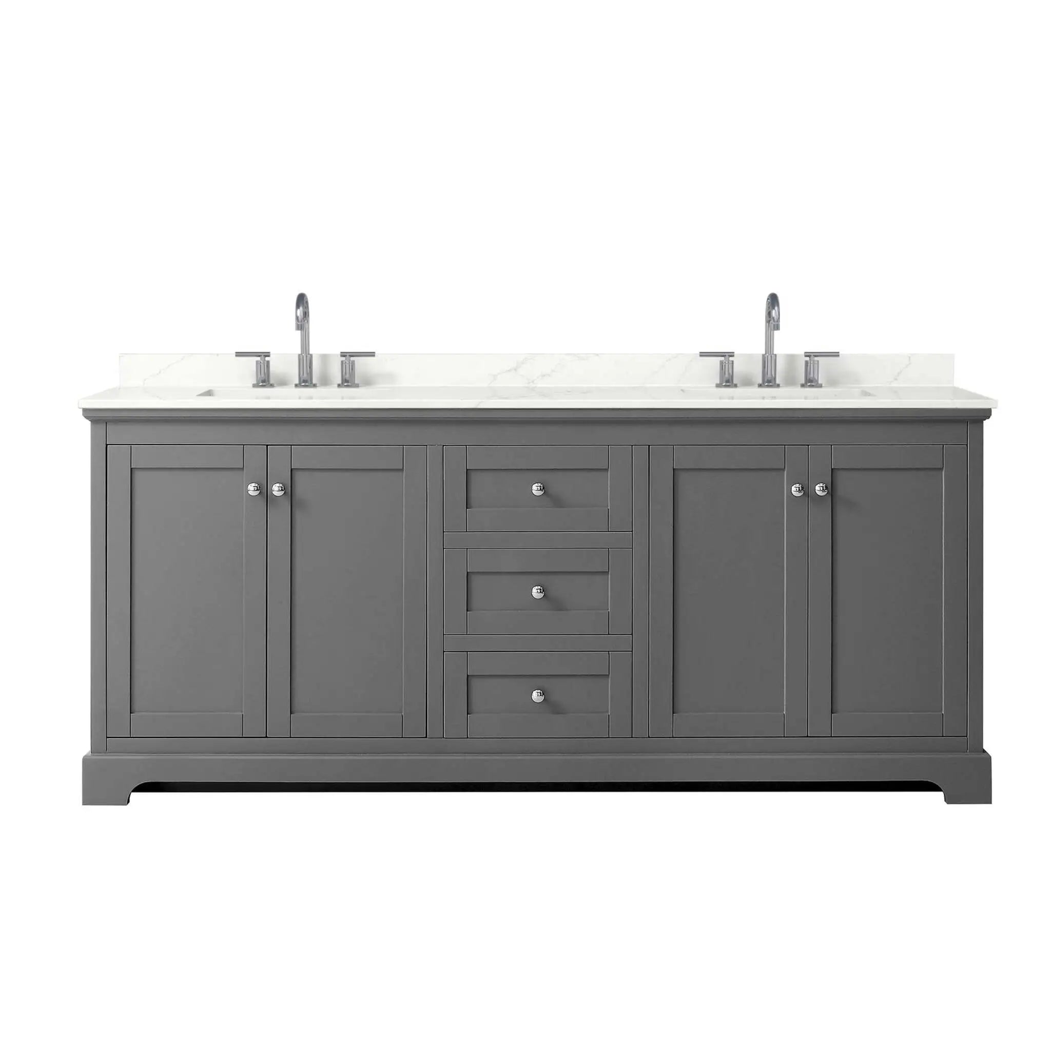 80" Avery Double Bathroom Vanity in Dark Gray with Polished Chrome Trim by Wyndham