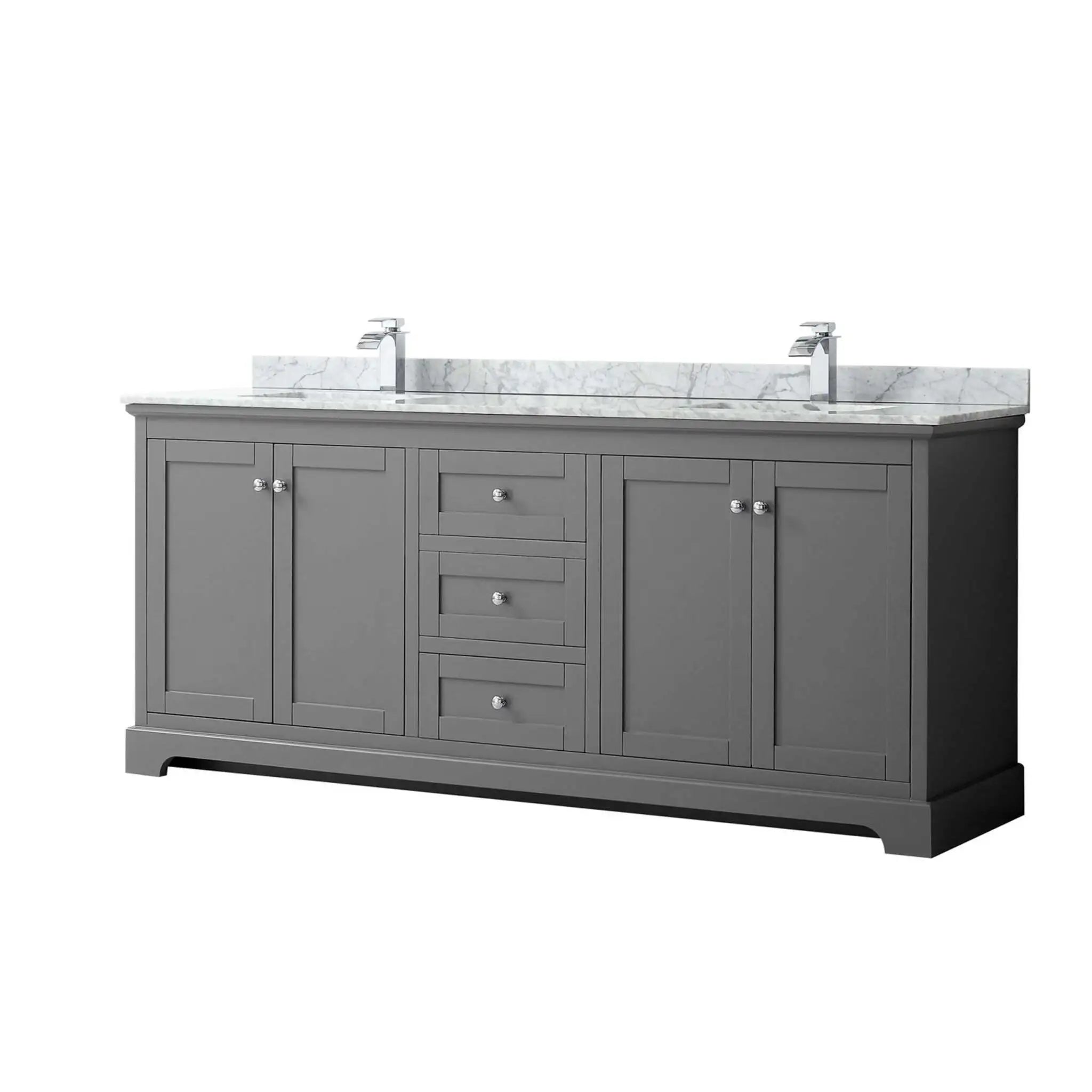 80" Avery Double Bathroom Vanity in Dark Gray with Polished Chrome Trim by Wyndham