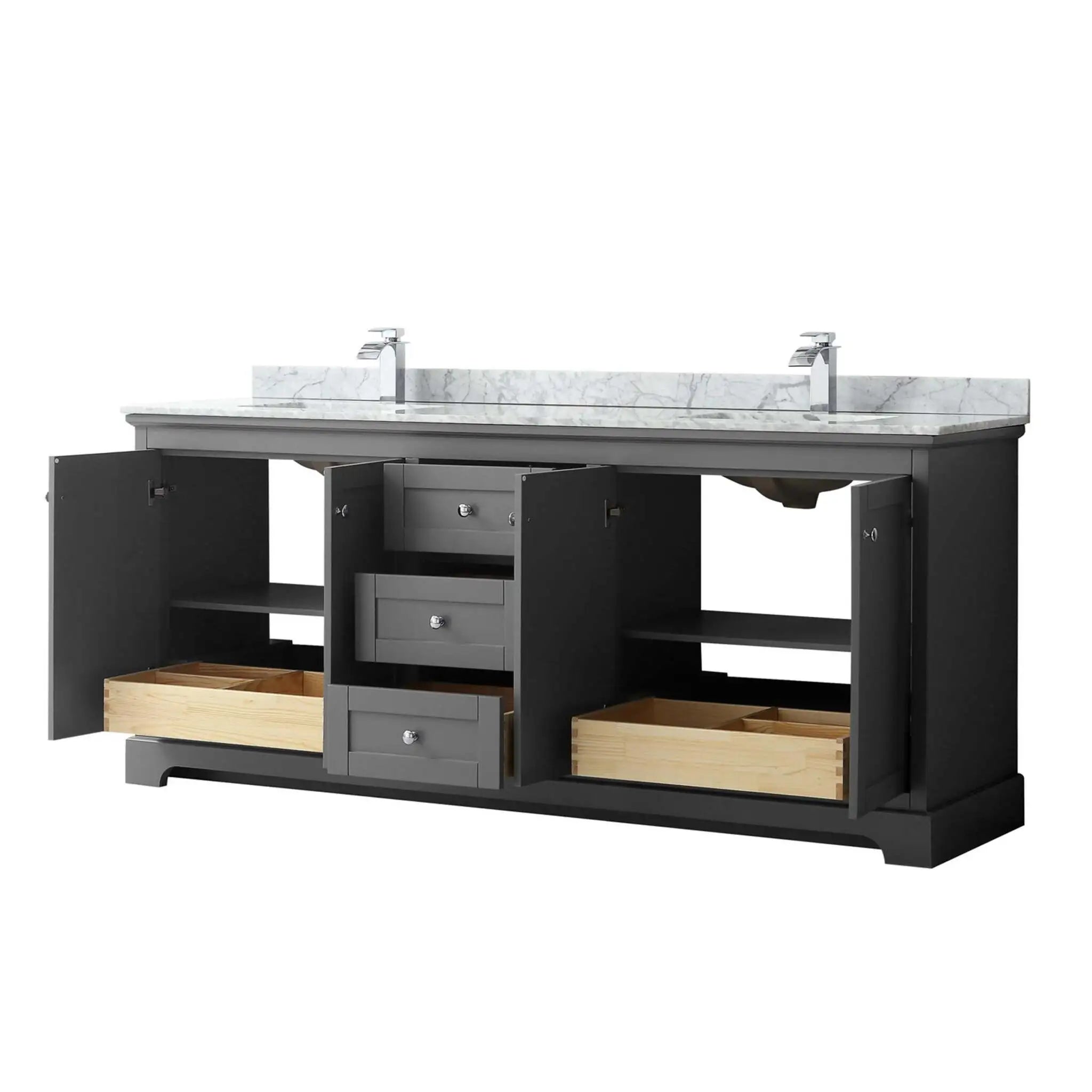 80" Avery Double Bathroom Vanity in Dark Gray with Polished Chrome Trim by Wyndham
