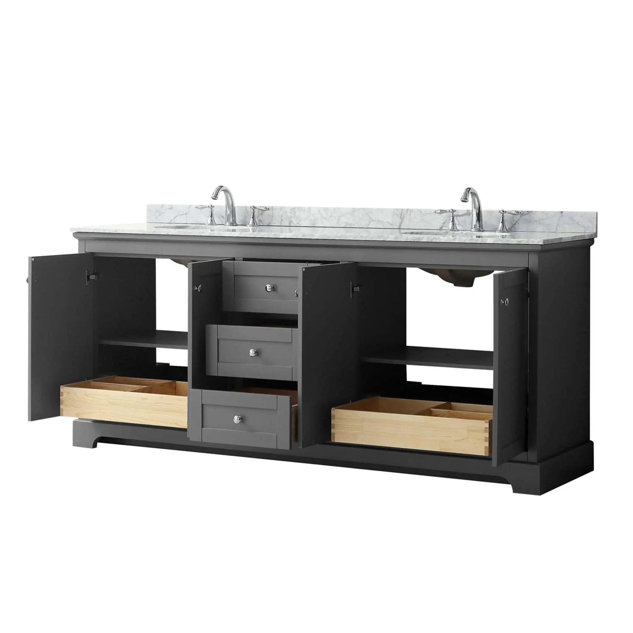 80" Avery Double Bathroom Vanity in Dark Gray with Polished Chrome Trim by Wyndham