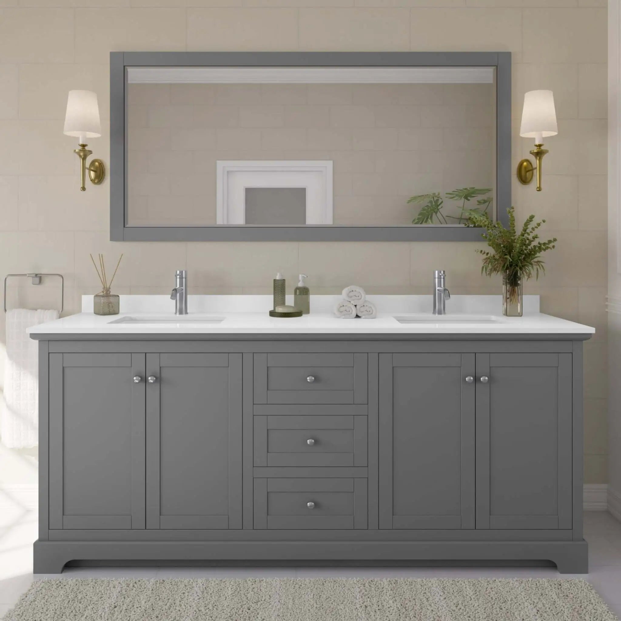 80" Avery Double Bathroom Vanity in Dark Gray with Polished Chrome Trim by Wyndham