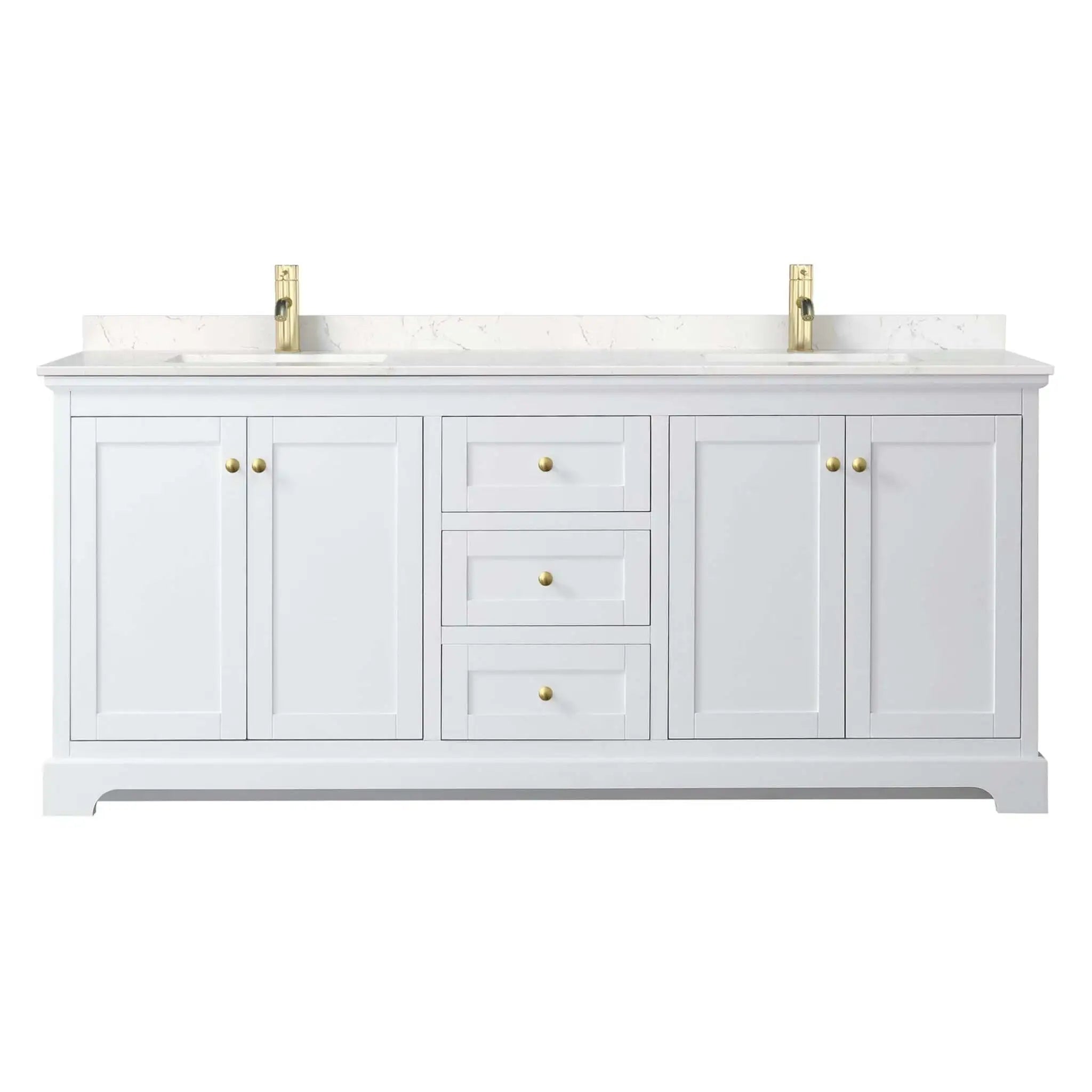 80" Avery Double Bathroom Vanity in White with Brushed Gold Trim by Wyndham