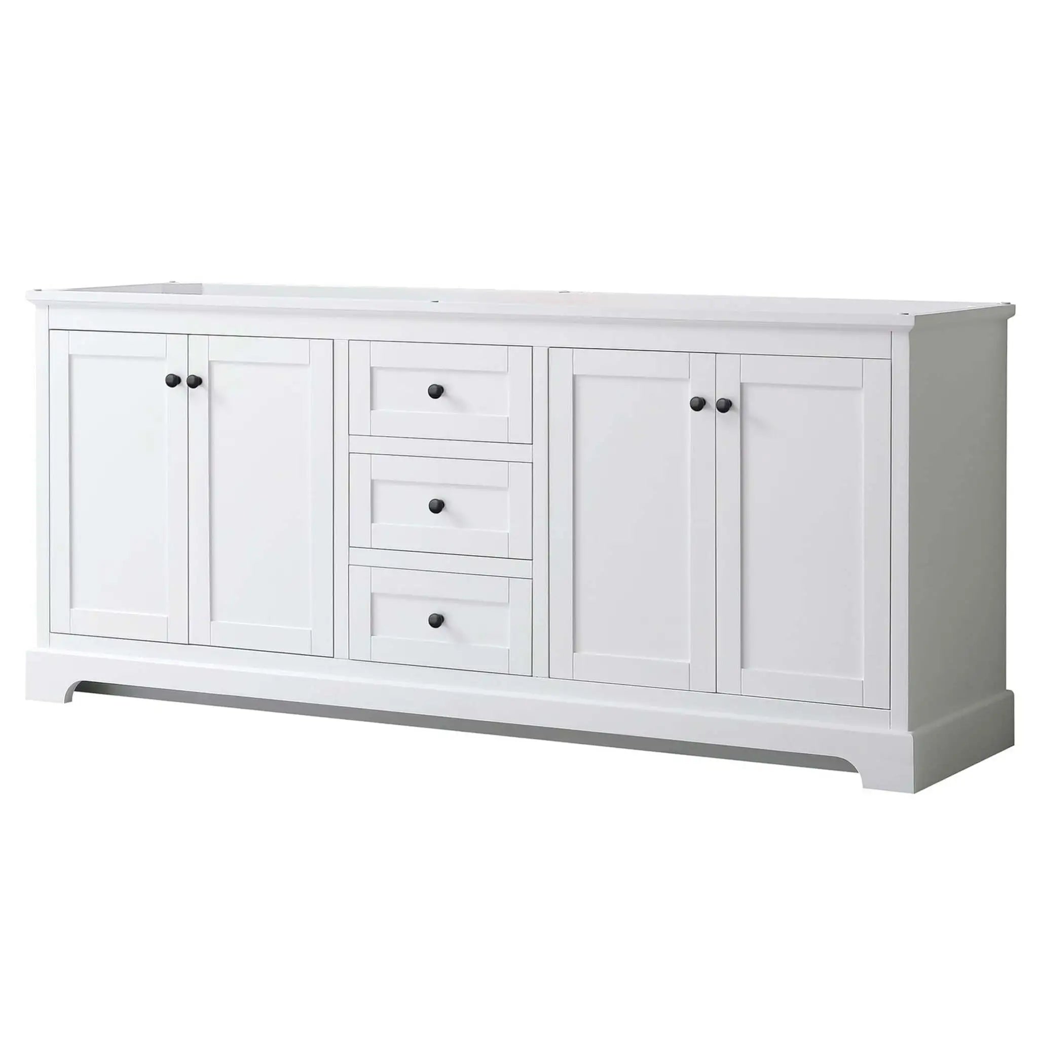 80" Avery Double Bathroom Vanity in White with Matte Black Trim by Wyndham