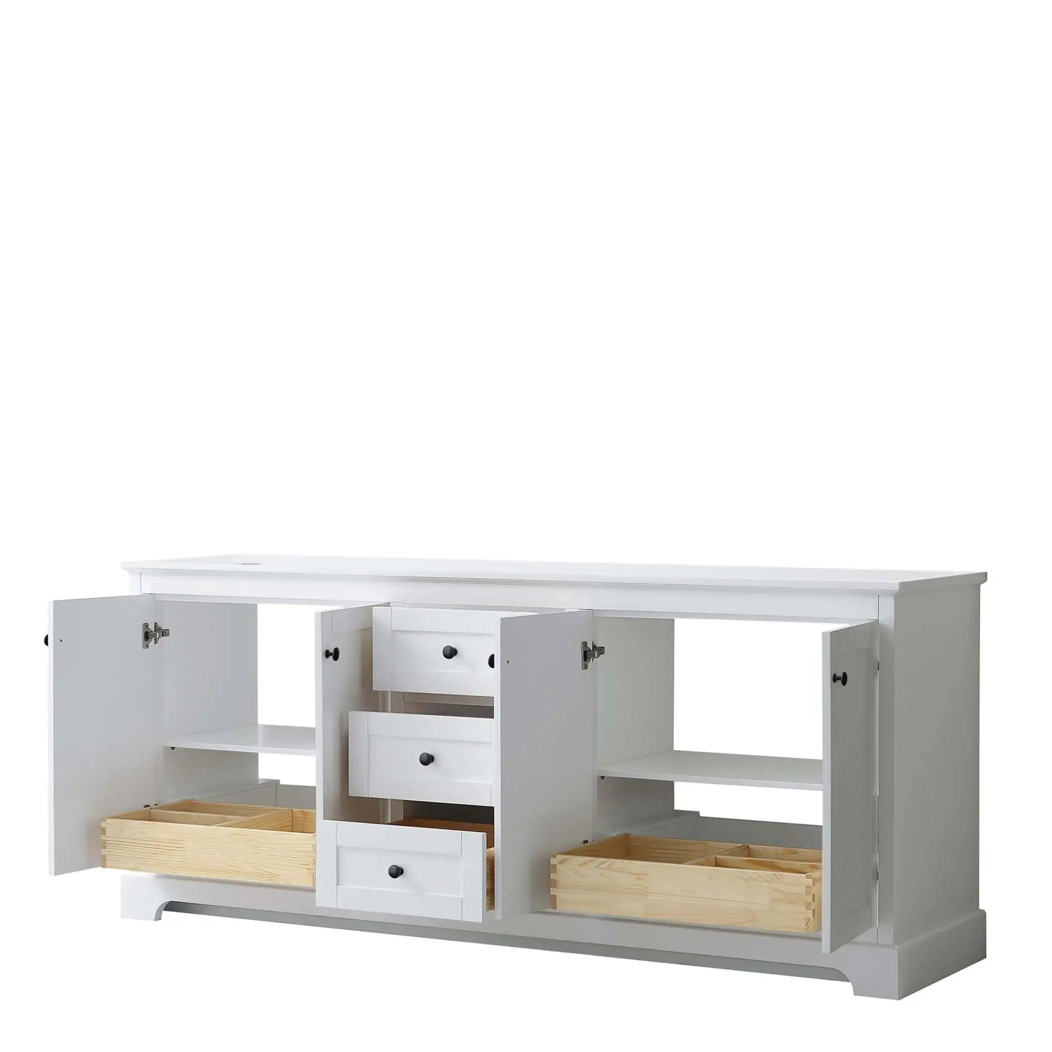 80" Avery Double Bathroom Vanity in White with Matte Black Trim by Wyndham