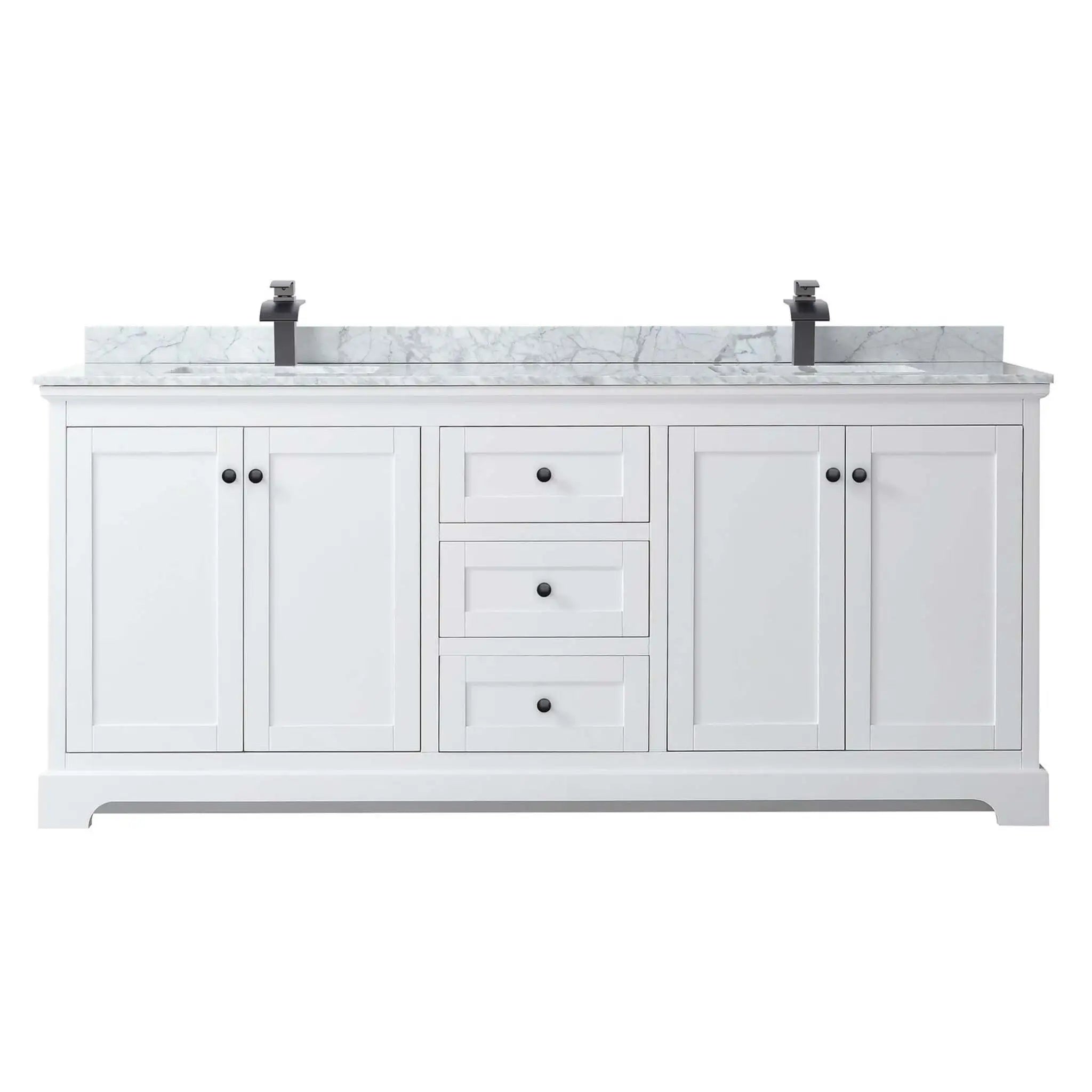 80" Avery Double Bathroom Vanity in White with Matte Black Trim by Wyndham