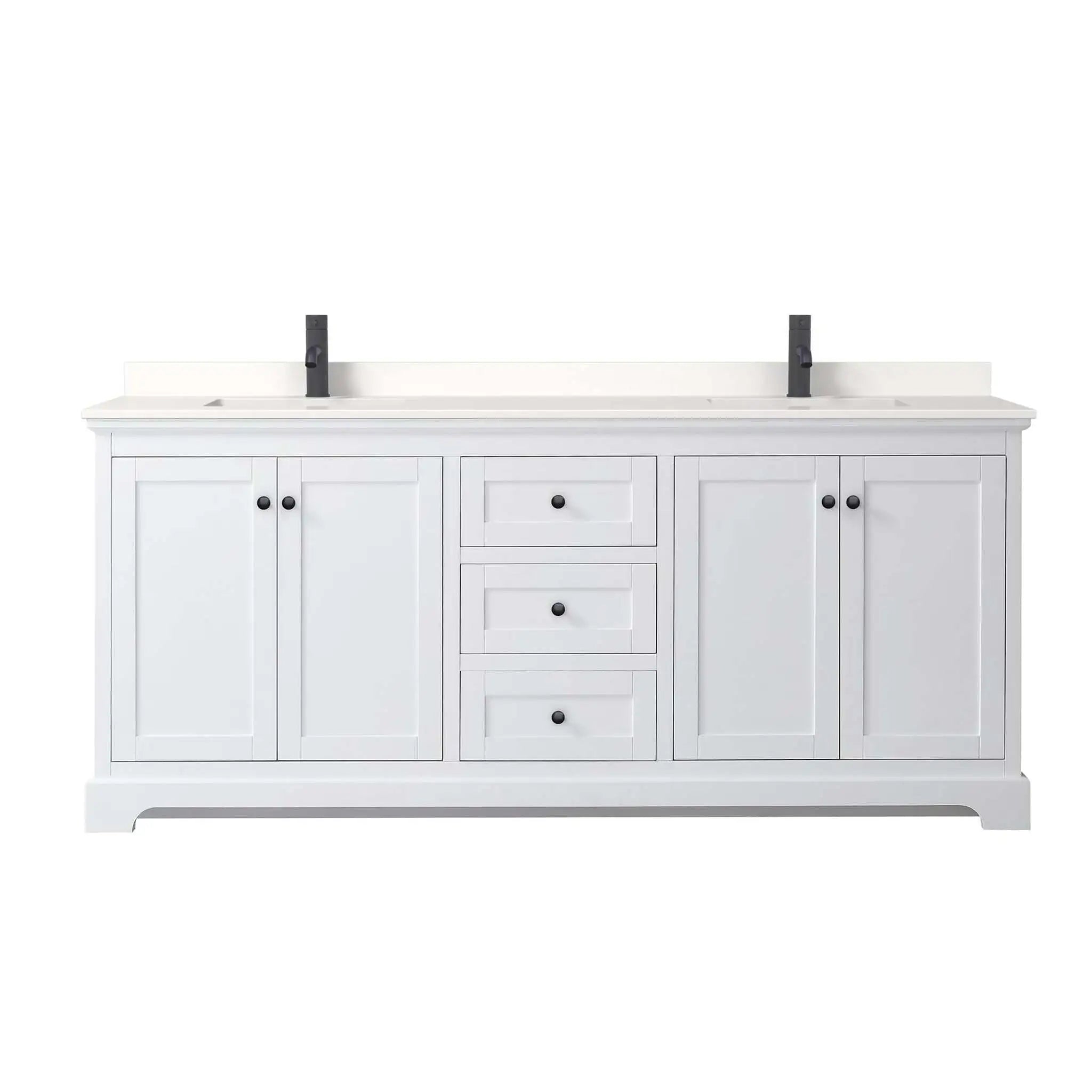 80" Avery Double Bathroom Vanity in White with Matte Black Trim by Wyndham