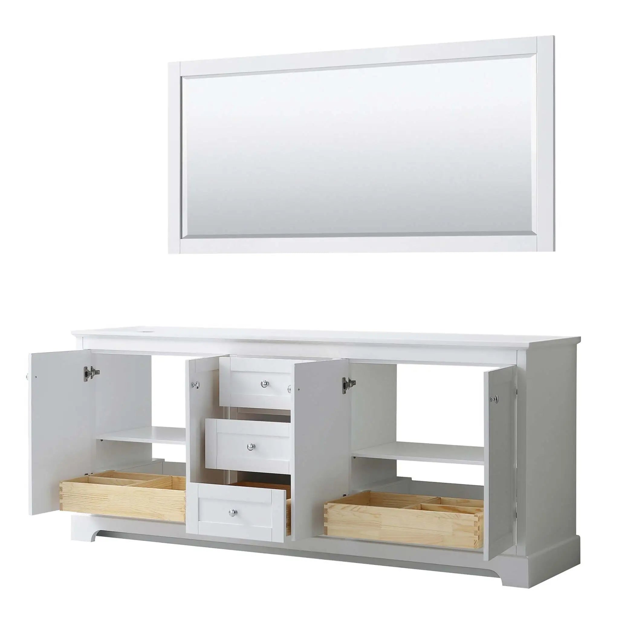 80" Avery Double Bathroom Vanity in White with Polished Chrome Trim & 70" Mirror by Wyndham