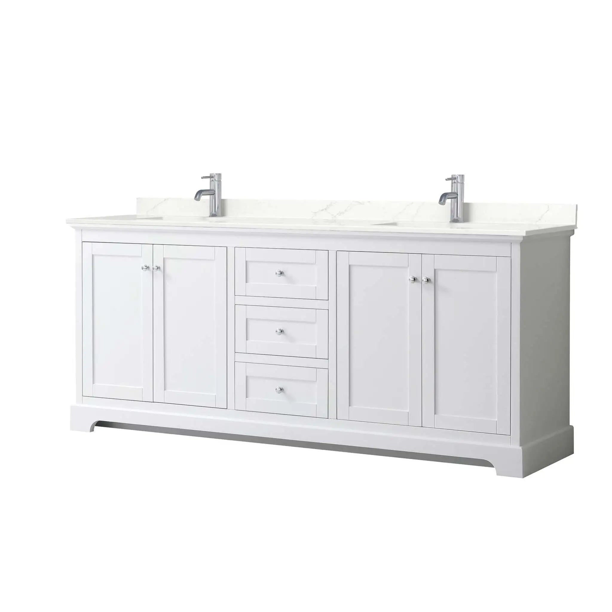 80" Avery Double Bathroom Vanity in White with Polished Chrome Trim by Wyndham