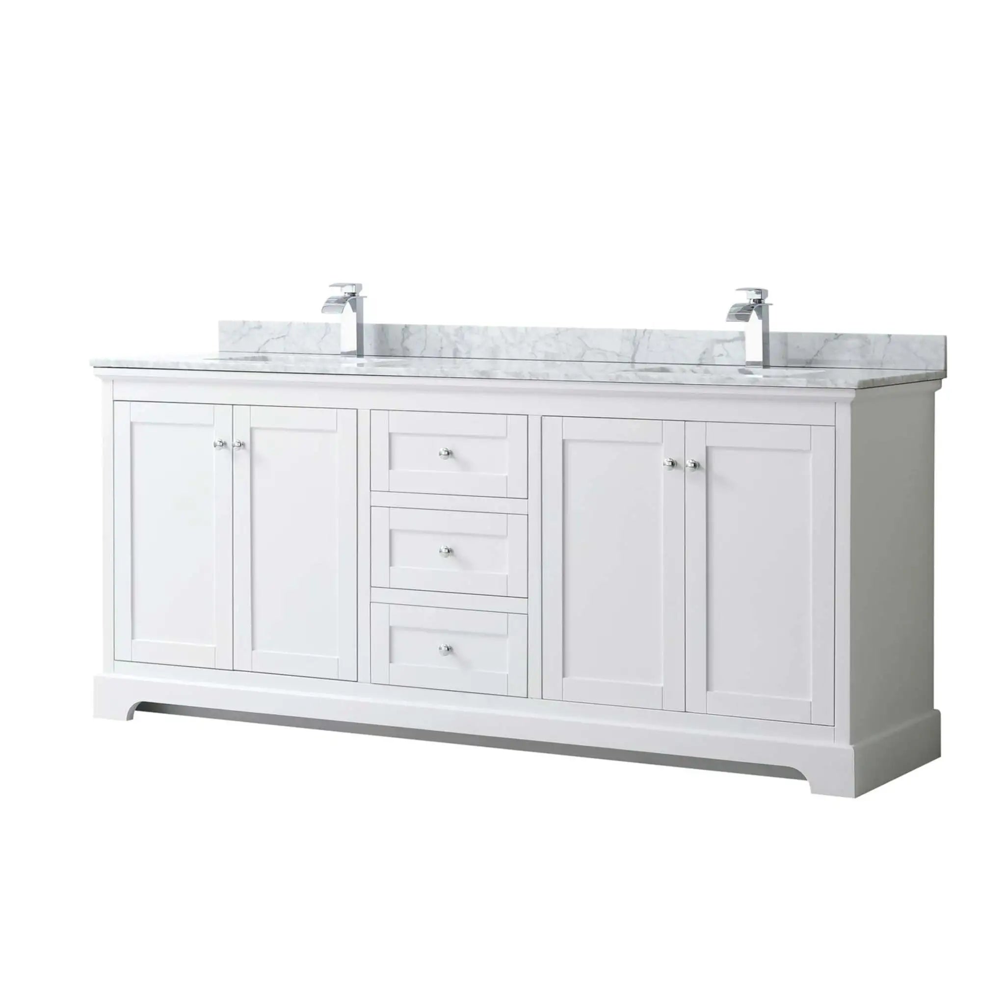 80" Avery Double Bathroom Vanity in White with Polished Chrome Trim by Wyndham