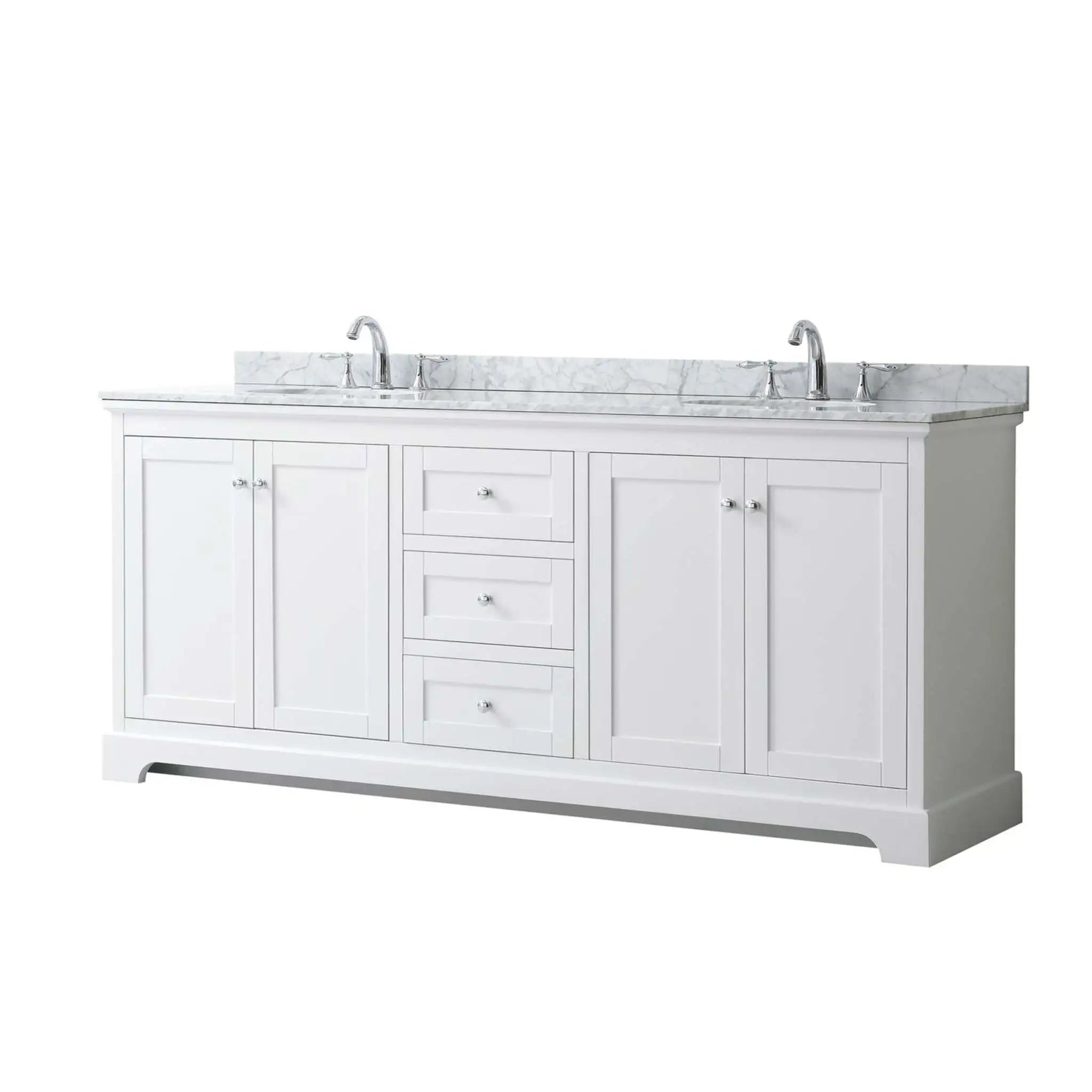 80" Avery Double Bathroom Vanity in White with Polished Chrome Trim by Wyndham