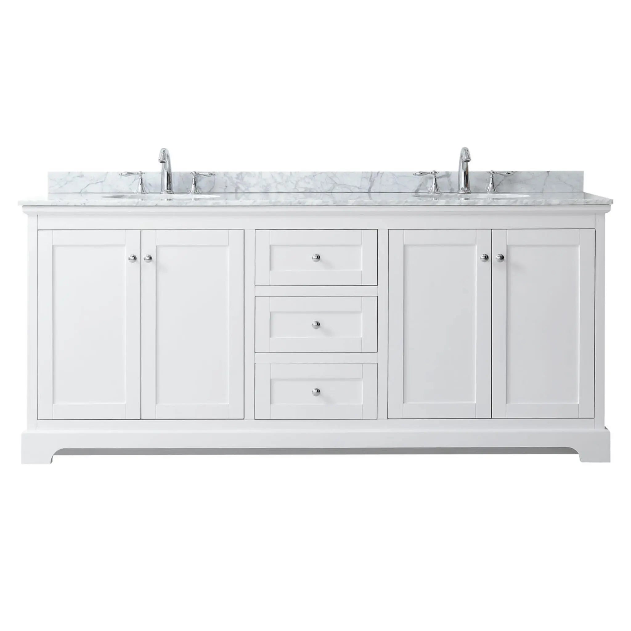 80" Avery Double Bathroom Vanity in White with Polished Chrome Trim by Wyndham