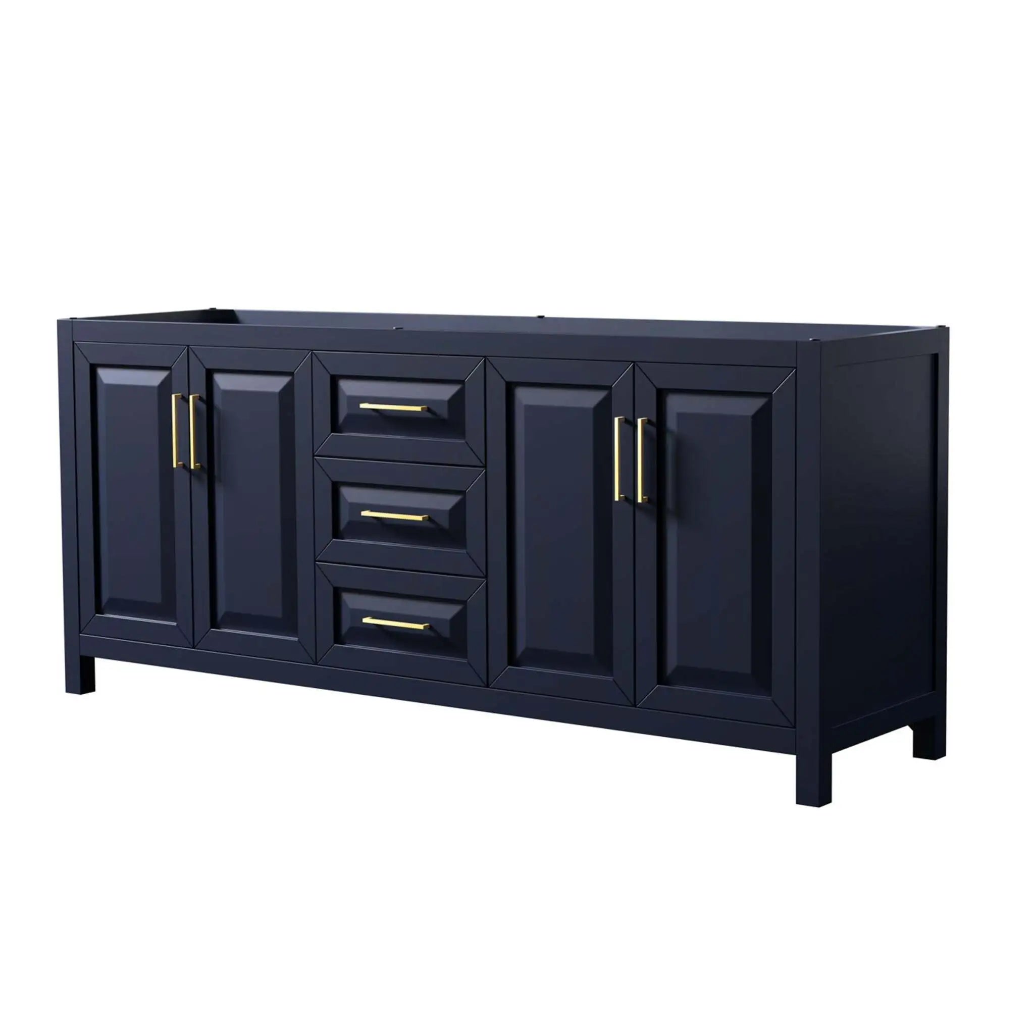 80" Daria Double Bathroom Vanity in Dark Blue with Brushed Gold Trim by Wyndham