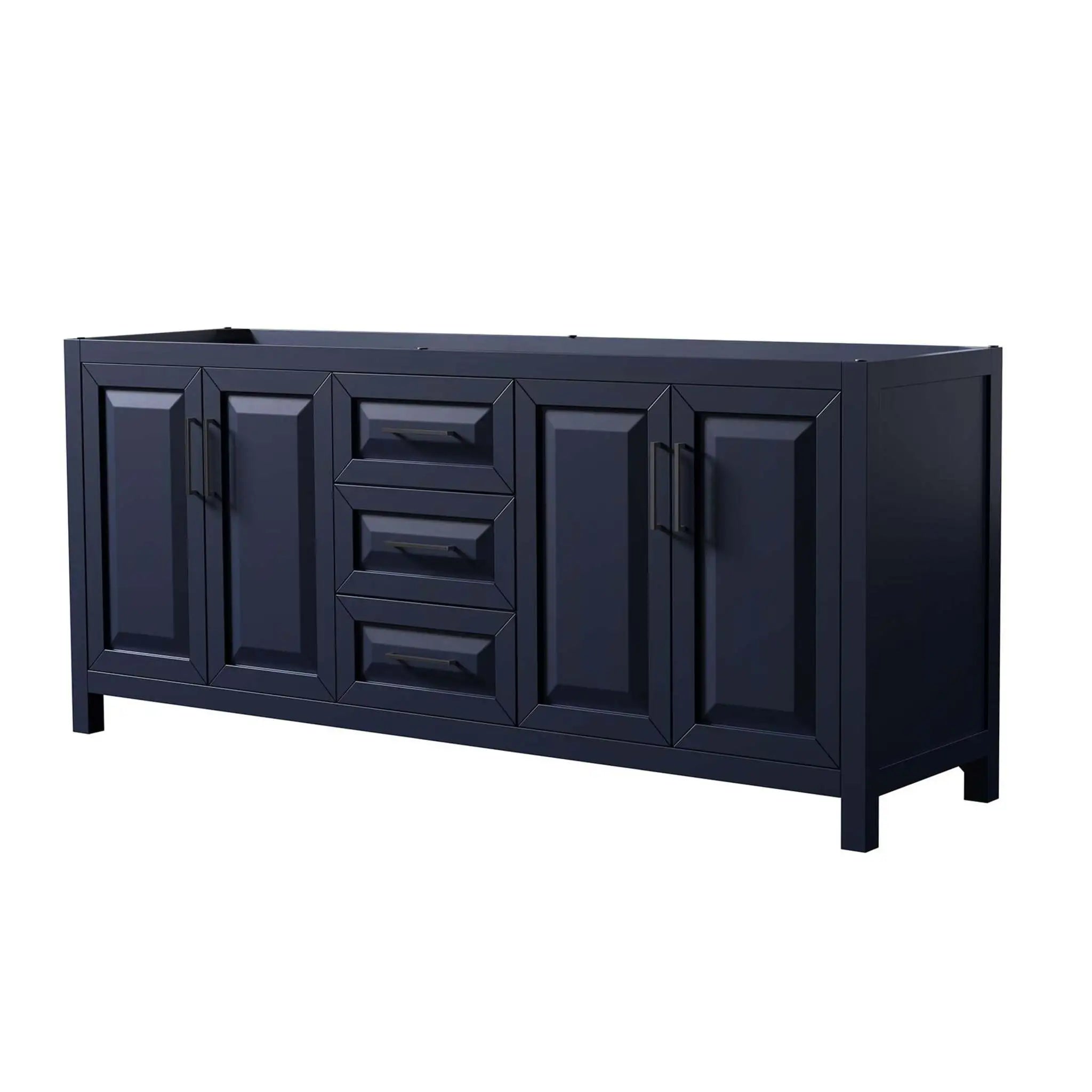 80" Daria Double Bathroom Vanity in Dark Blue with Matte Black Trim by Wyndham