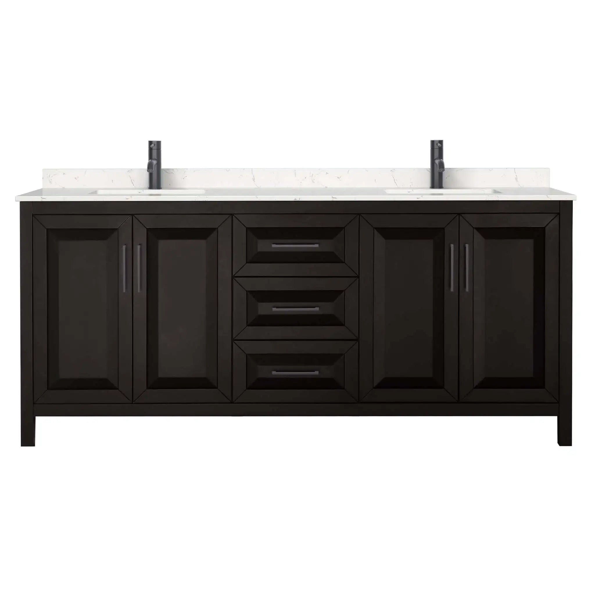 80" Daria Double Bathroom Vanity in Dark Espresso with Matte Black Trim by Wyndham