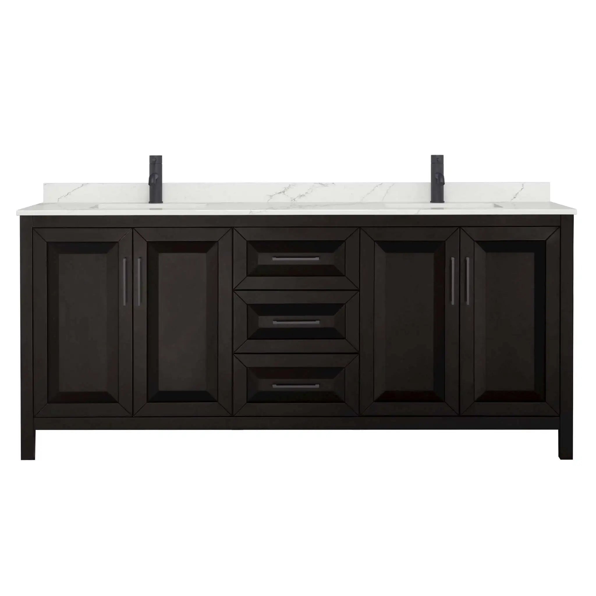 80" Daria Double Bathroom Vanity in Dark Espresso with Matte Black Trim by Wyndham