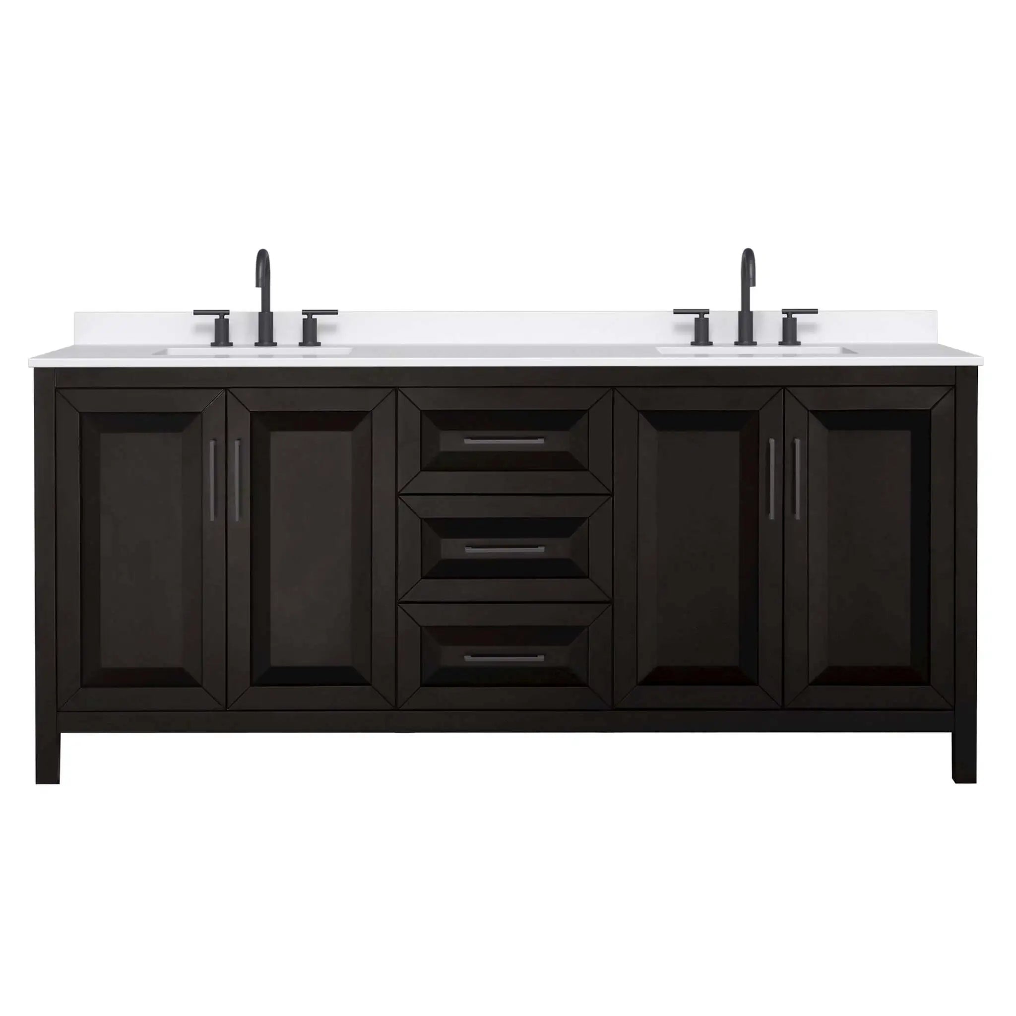 80" Daria Double Bathroom Vanity in Dark Espresso with Matte Black Trim by Wyndham