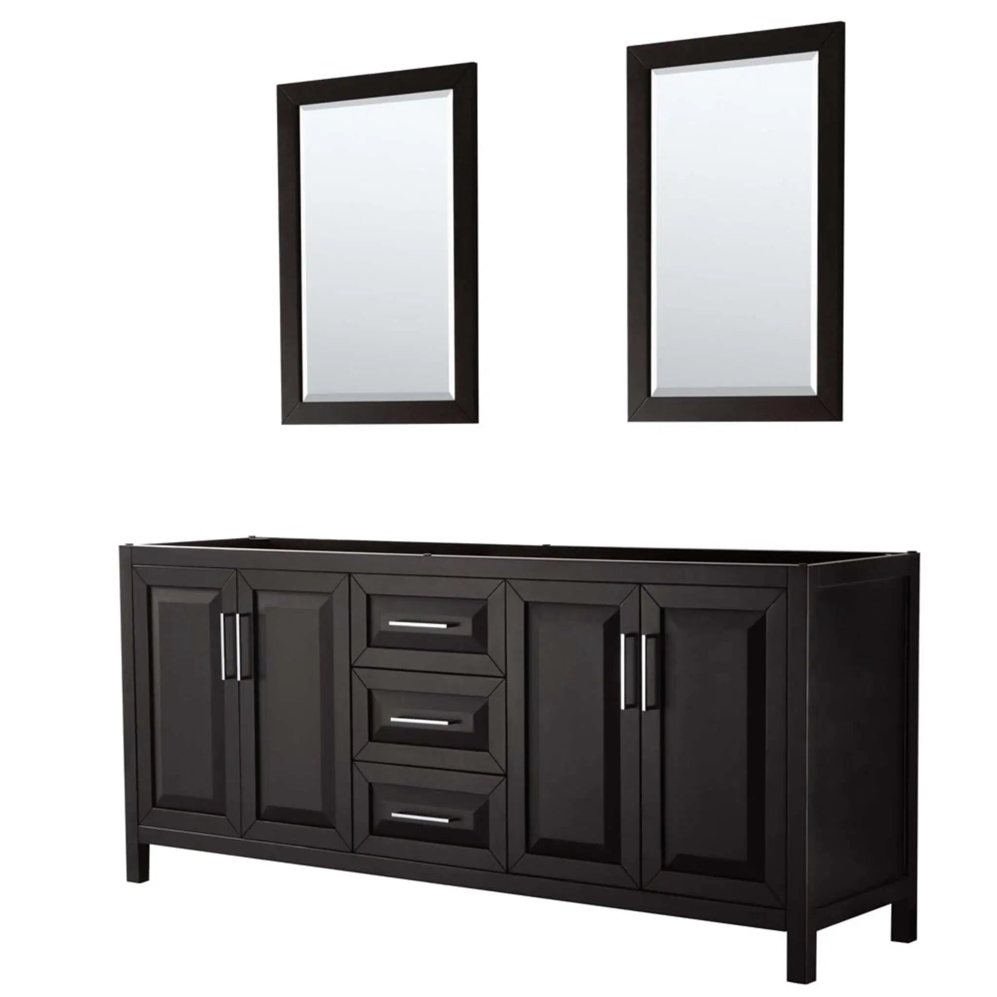 80" Daria Double Bathroom Vanity in Dark Espresso with Polished Chrome Trim & 24" Mirror by Wyndham