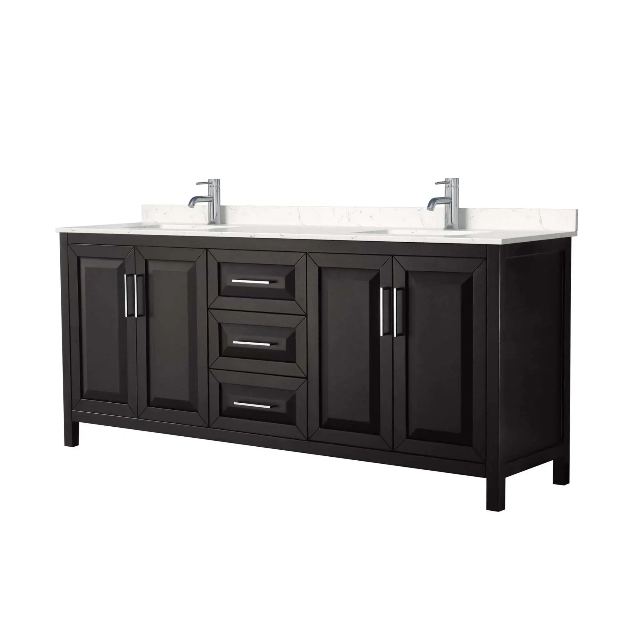 80" Daria Double Bathroom Vanity in Dark Espresso with Polished Chrome Trim by Wyndham