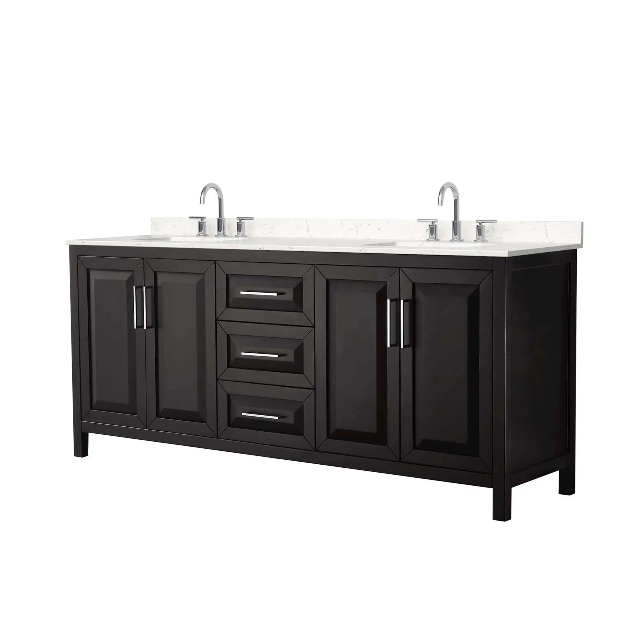 80" Daria Double Bathroom Vanity in Dark Espresso with Polished Chrome Trim by Wyndham
