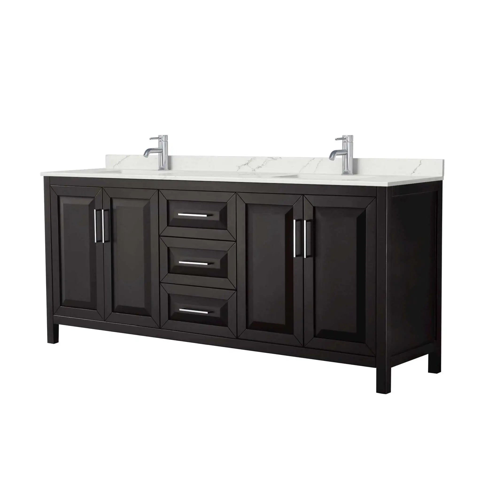 80" Daria Double Bathroom Vanity in Dark Espresso with Polished Chrome Trim by Wyndham
