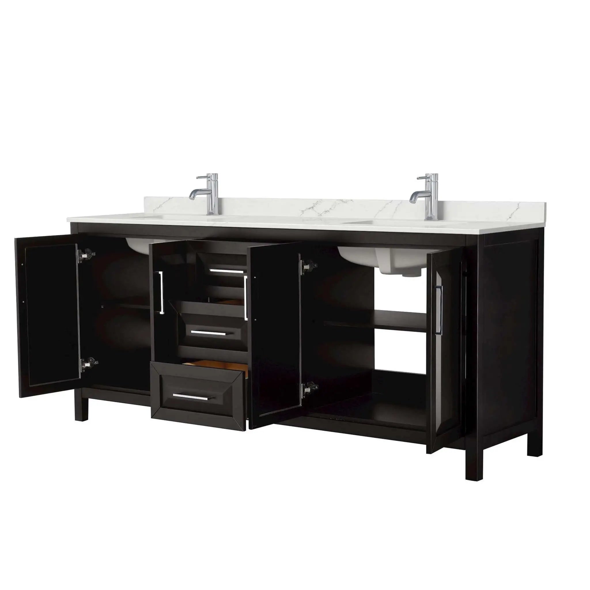 80" Daria Double Bathroom Vanity in Dark Espresso with Polished Chrome Trim by Wyndham