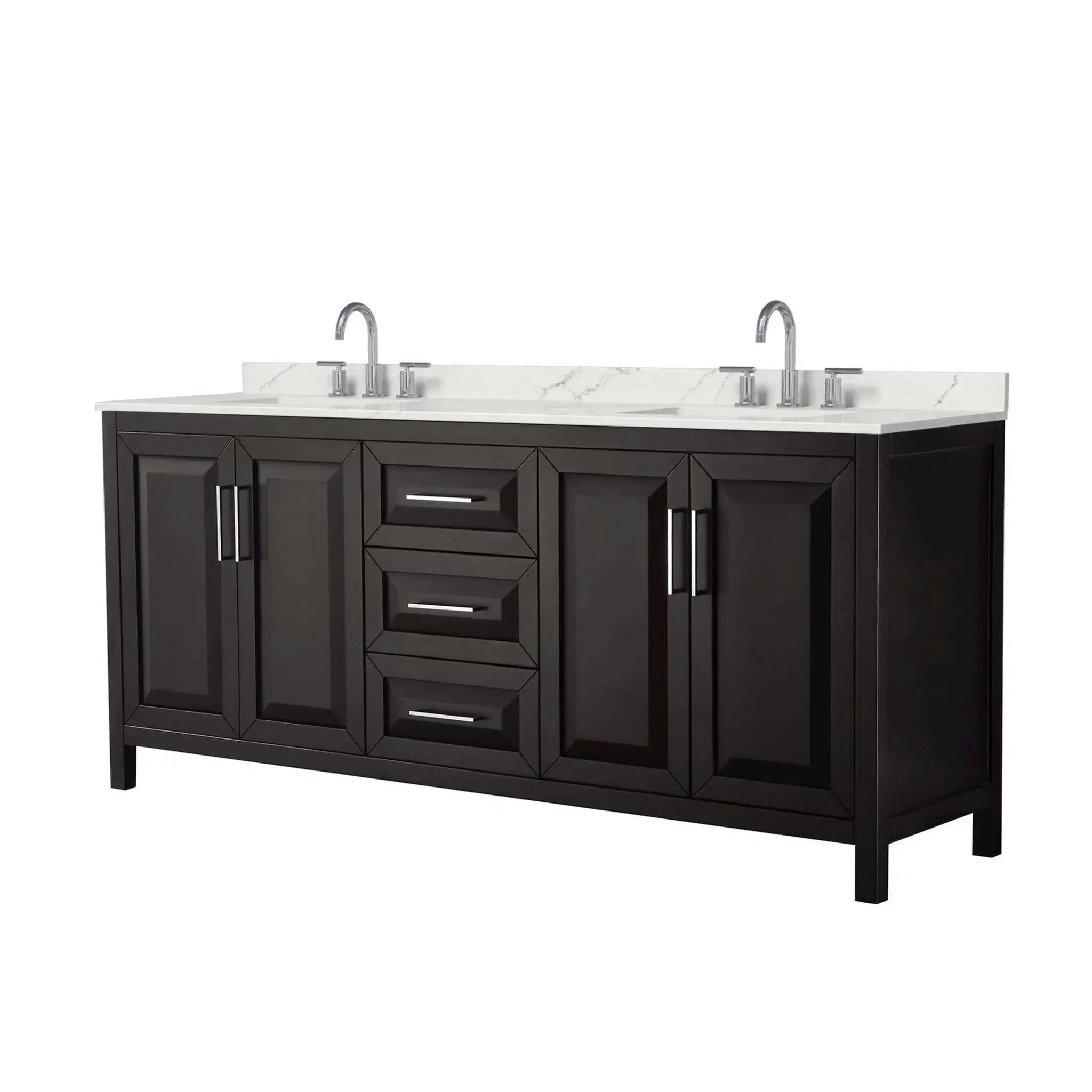 80" Daria Double Bathroom Vanity in Dark Espresso with Polished Chrome Trim by Wyndham
