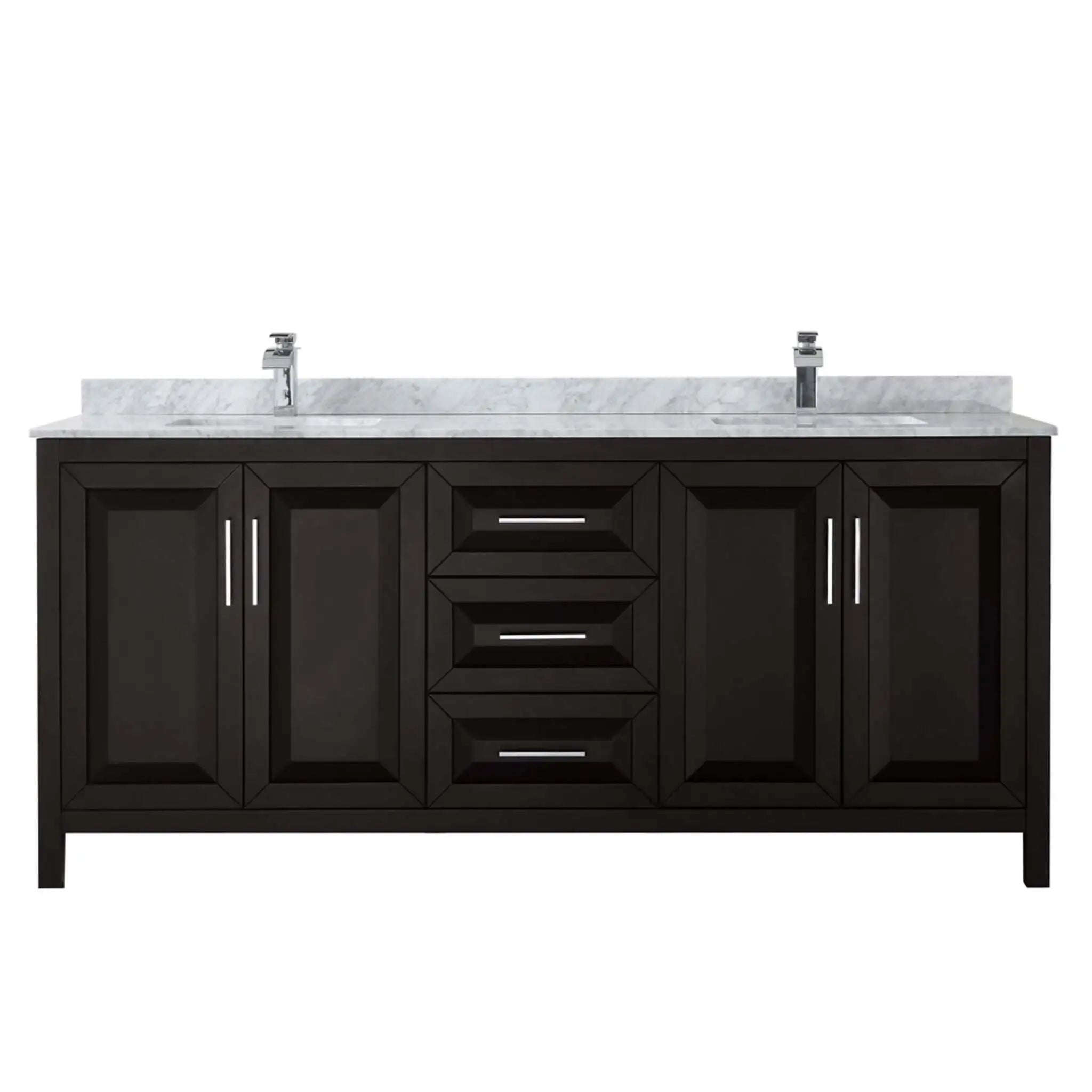 80" Daria Double Bathroom Vanity in Dark Espresso with Polished Chrome Trim by Wyndham
