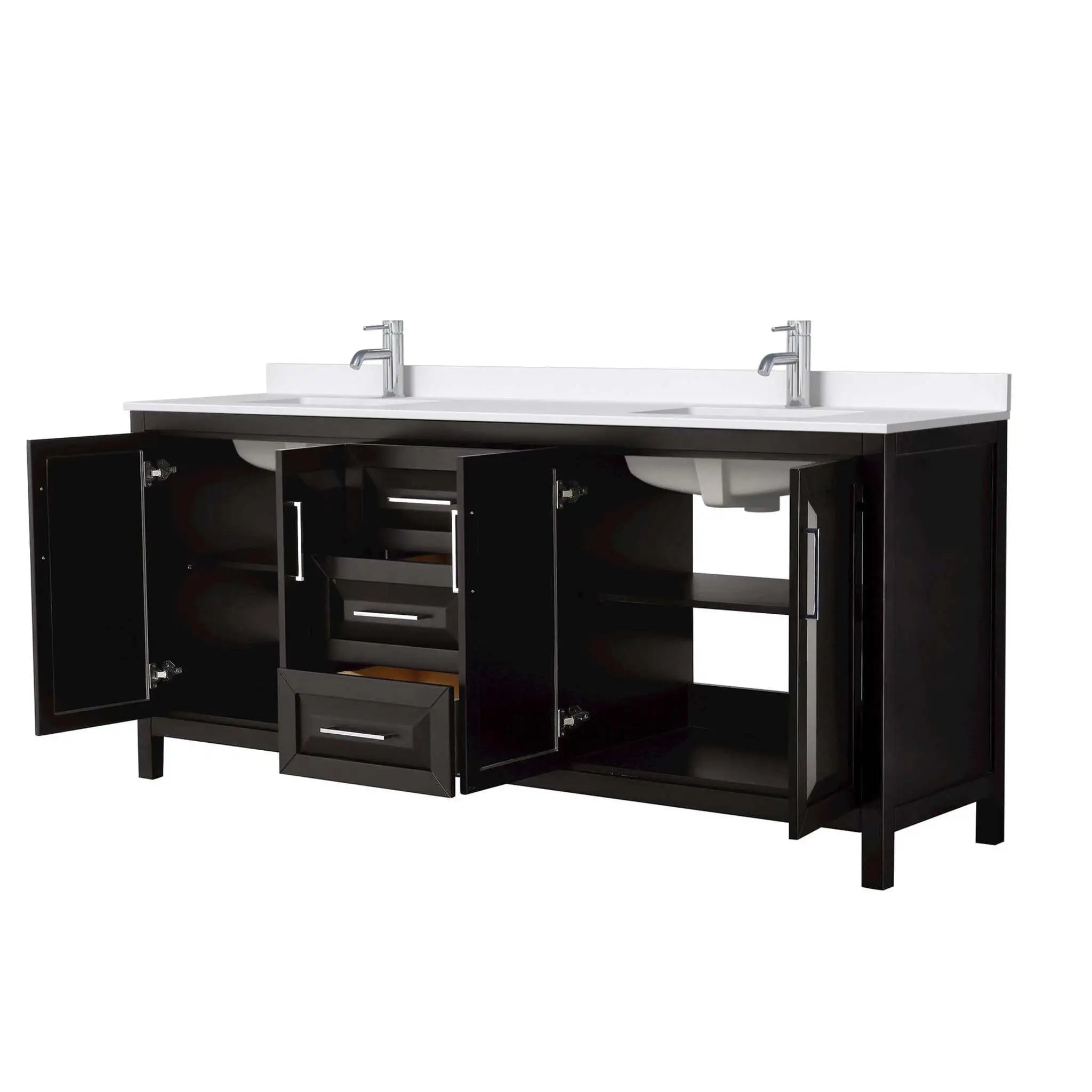 80" Daria Double Bathroom Vanity in Dark Espresso with Polished Chrome Trim by Wyndham