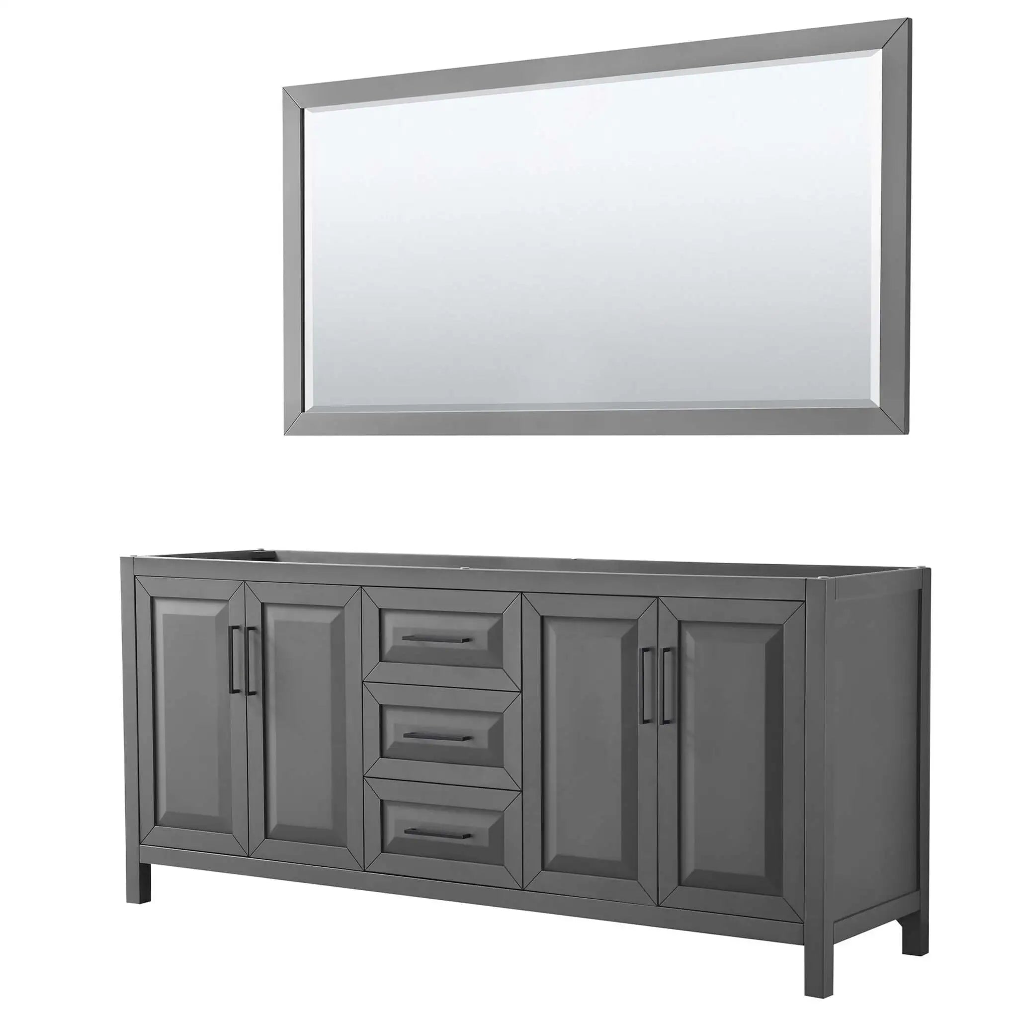 80" Daria Double Bathroom Vanity in Dark Gray with Matte Black Trim & 70" Mirror by Wyndham