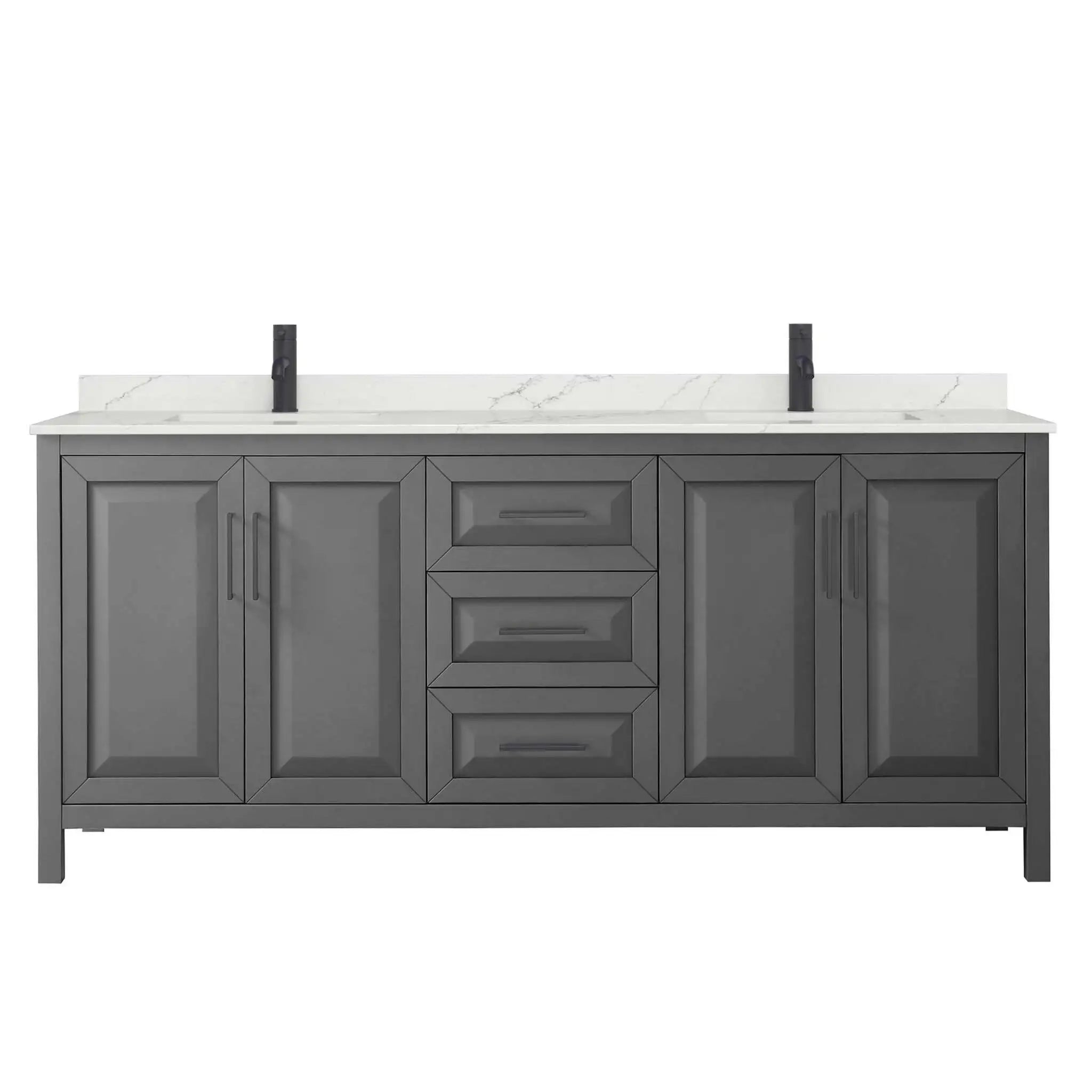 80" Daria Double Bathroom Vanity in Dark Gray with Matte Black Trim by Wyndham